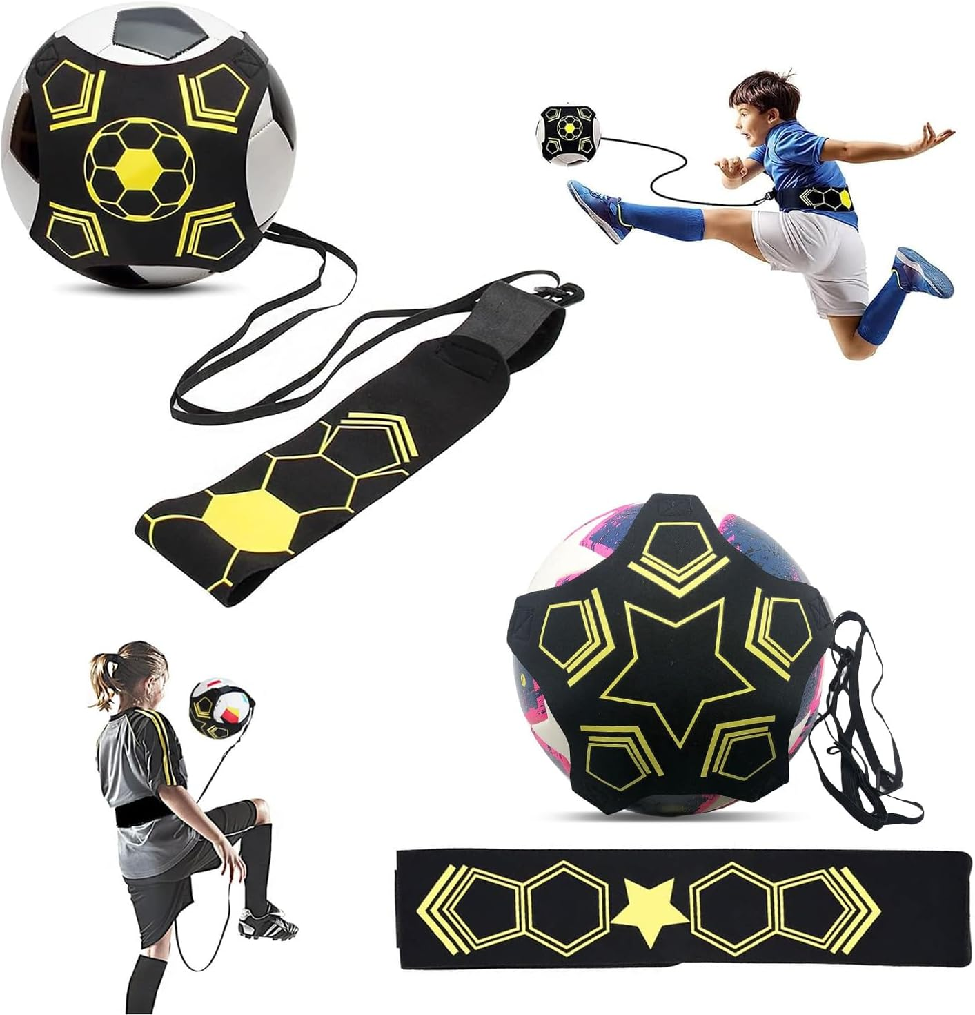 Proxima Direct 2PCS Soccer Training Belt Soccer Practice Trainer Adjustable Football Practice Belt Soccer Kick Train Equipment, Hands Free Fits Ball Size 3/4/5 Kids and Adults (Football NOT Included) image number 6