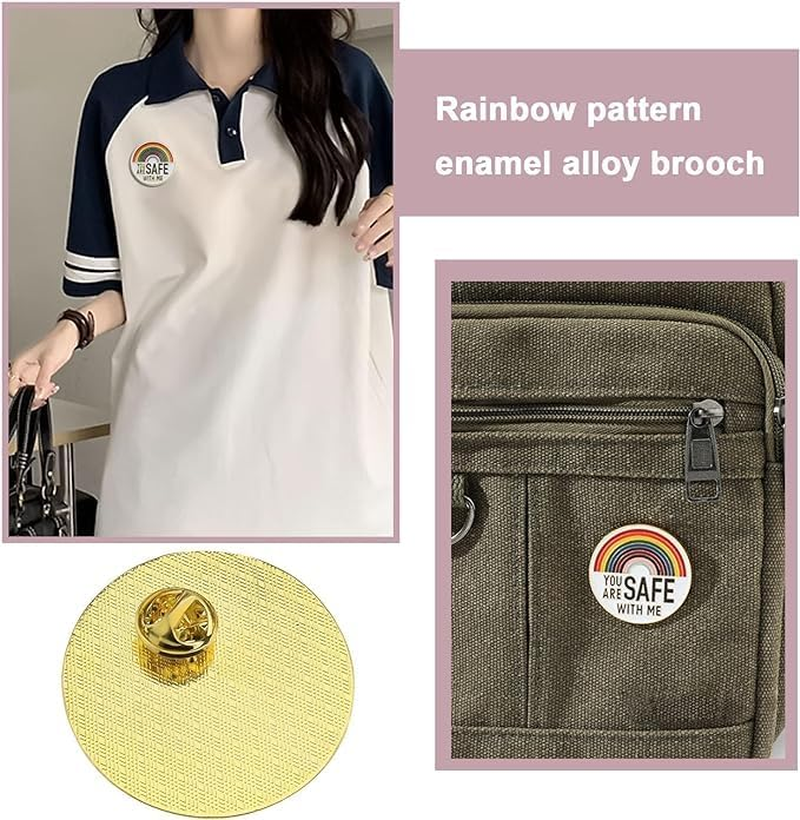 WEZCHUGHAOL 2PCS YOU ARE SAFE with Me,Enamel Pins,Nurse Doctor Medical Students Pins,Rainbow Brooch Lapel Pin,Enamel Pins for Clothing Backpack Hat Decoration,Funny Badge Jewelry Gift image number 1
