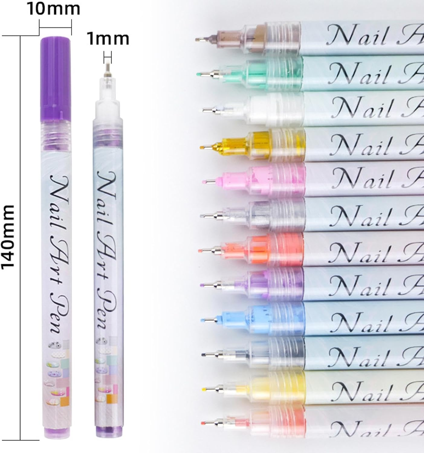 Nail Polish Sets for Women | 12-Color Waterproof Acrylic Nail Graffiti Pen Set | 0.5Mm Toes Top Drawing Markers Graffiti Set for Thin Detail image number 5