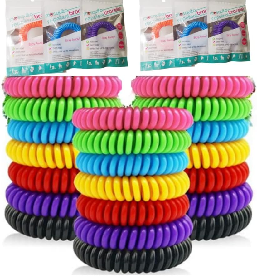 21 Pack Mosquito Repellent Bracelets, Individually Wrapped Repellent Wristbands, DEET Free, Natural and Waterproof Band