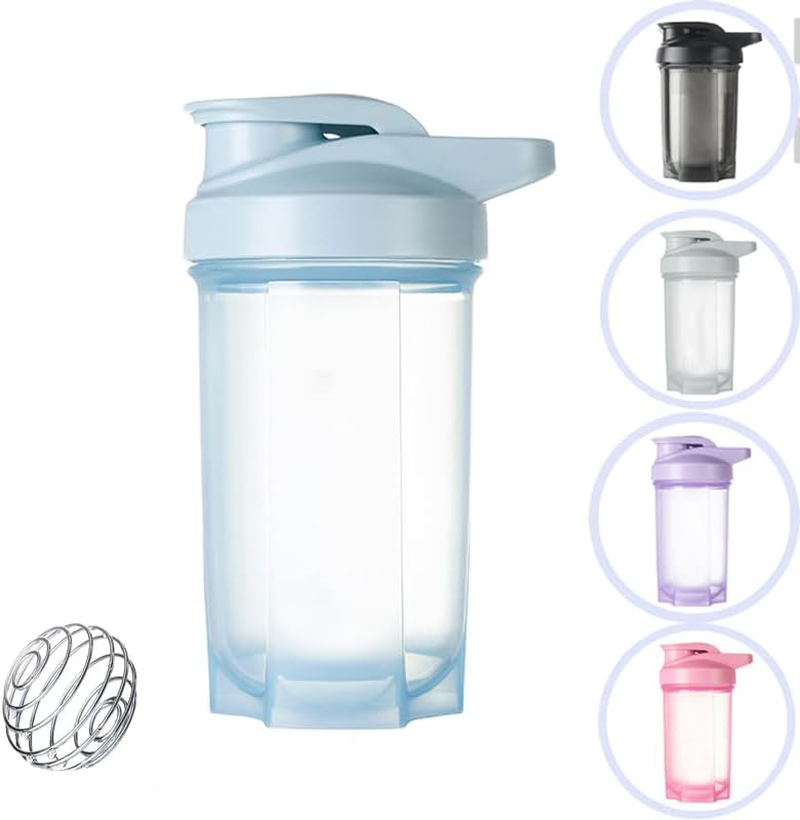 Protein Shaker Bottle 500Ml with Stainless Steel Mixing Ball, BPA- and DEHP- Free, Leakproof Flip on Lid, Temperature Safe, Dishwasher Safe Perfect for Mixing Powdered Shakes - (Black)
