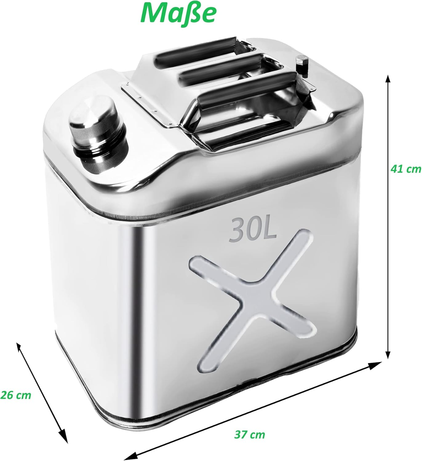 Petrol Can 30 Litres Made of Thickened 1 Mm 304 Stainless Steel, Petrol Can 30 L Metal with Built-In Spout image number 3