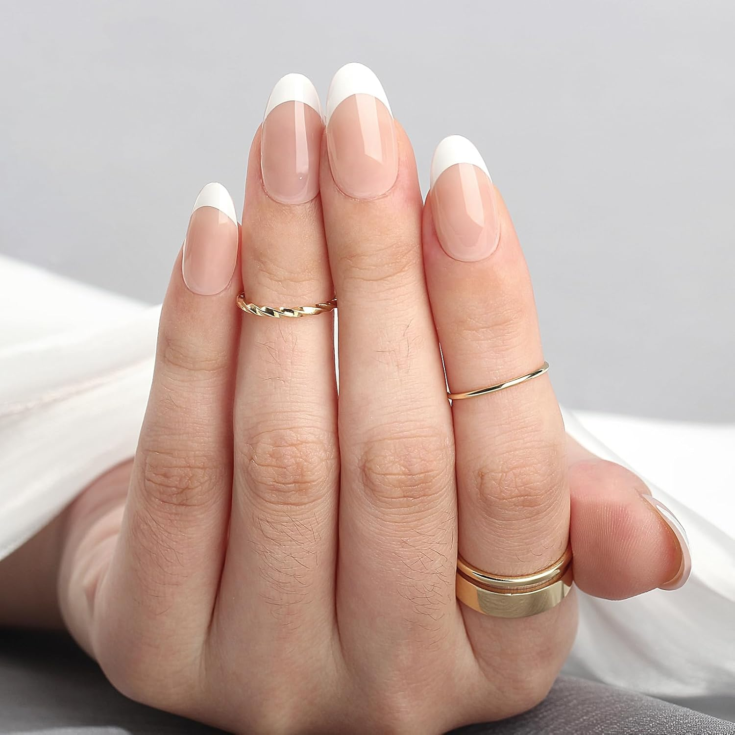 Anglicolor Press on Nails,Press on Nails Short,Short Almond Nails,30 Pcs Soft Gel Fake Nails in 15 Sizes, Reusable Fake Nails Kit with Nail Glue (A103, 30 Count) - A103 image number 5