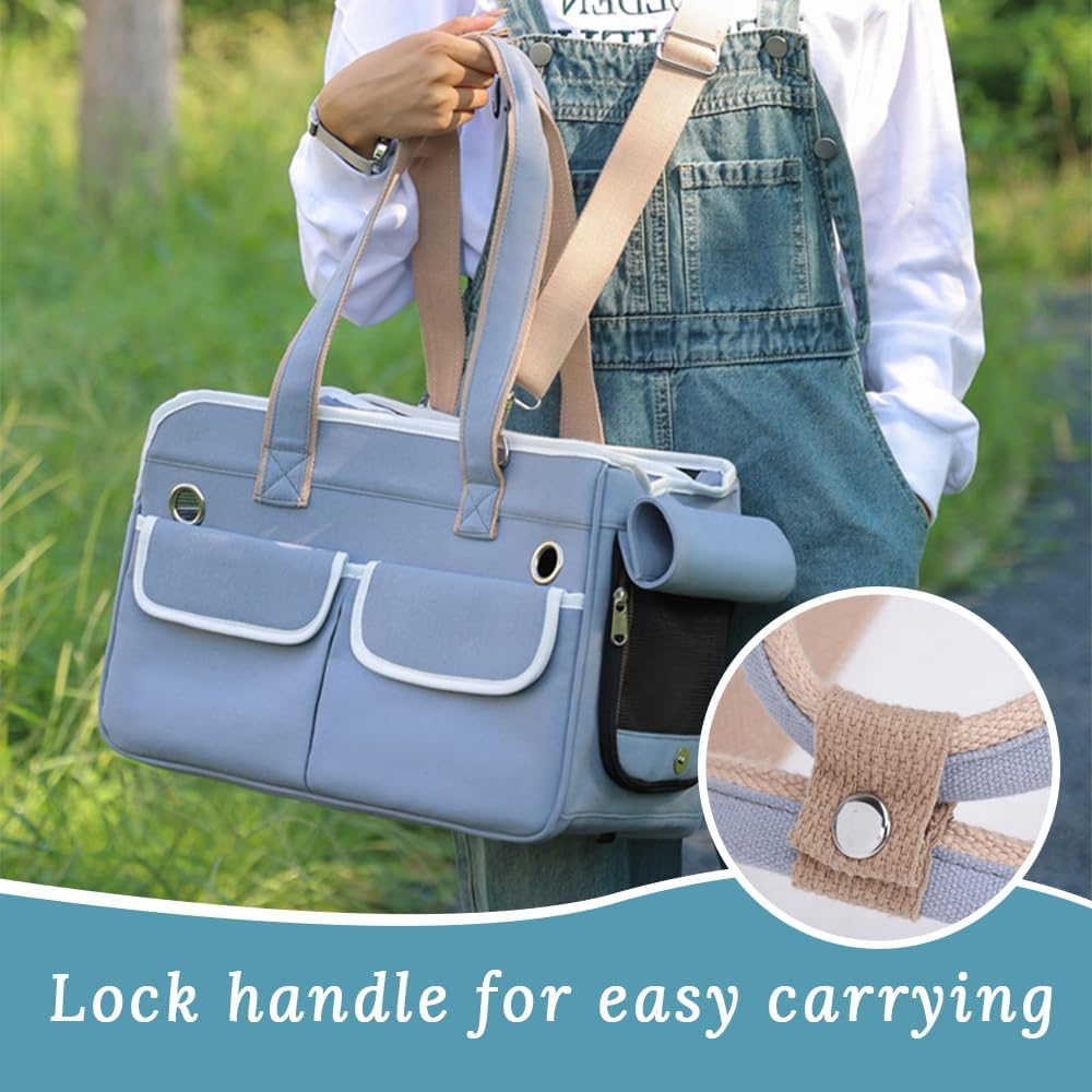 Foldable Pet Cage, Portable Hand-Held Pet Carrier, Soft-Sided Travel Bag with Pocket, Foldable Large Capacity with Shoulder Straps for Travel, Outdoor Camping, Home (Gray) image number 2