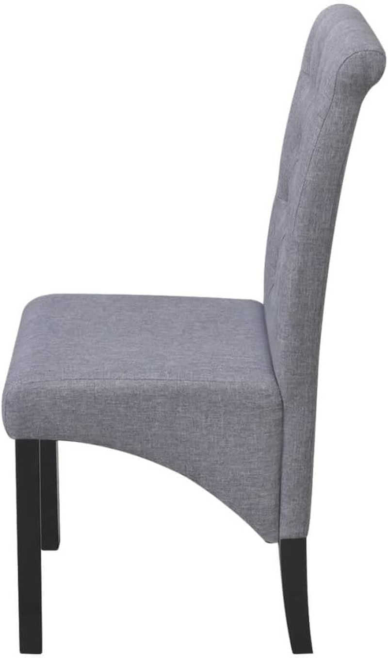 Vidaxl Set of 4 Light Grey Fabric Dining Chairs with Solid Wooden Legs, Scandinavian Farmhouse Style with Comfortable Upholstery - Kitchen Furniture