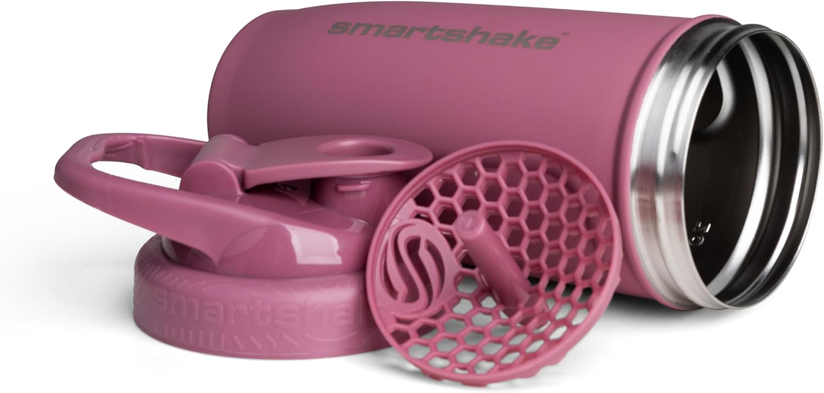 Smartshake Reforce Stainless Steel Shaker Bottle, Deep Rose, 900 Ml Capacity image number 2