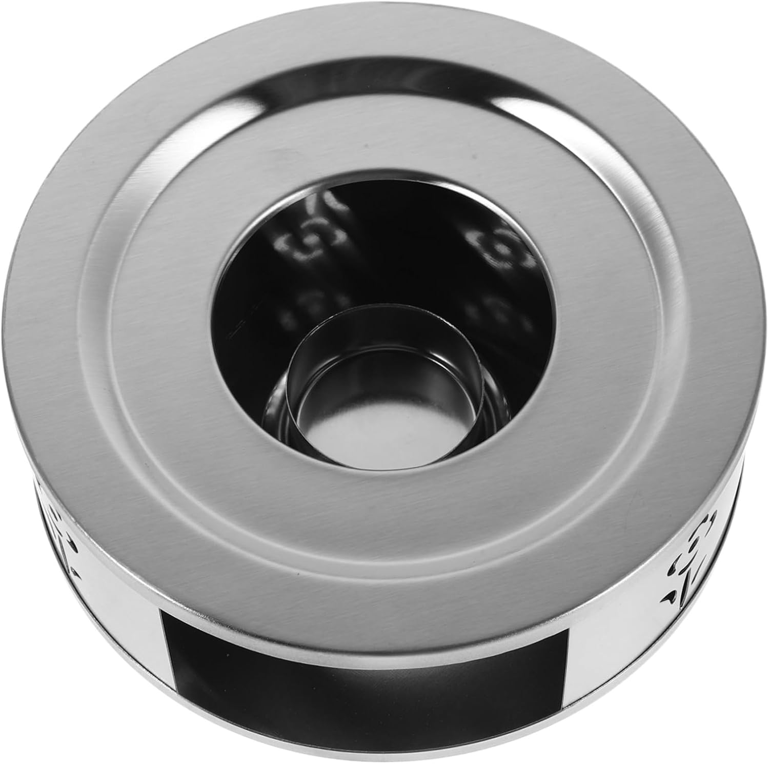 EXHUMKY Teapot Warmer: Flower Pattern Tea Pot Warmer Tealight Holder Stainless Steel Water Kettle Heater Base for Teapot Food Pot Holder for Espresso Coffee Milk image number 5