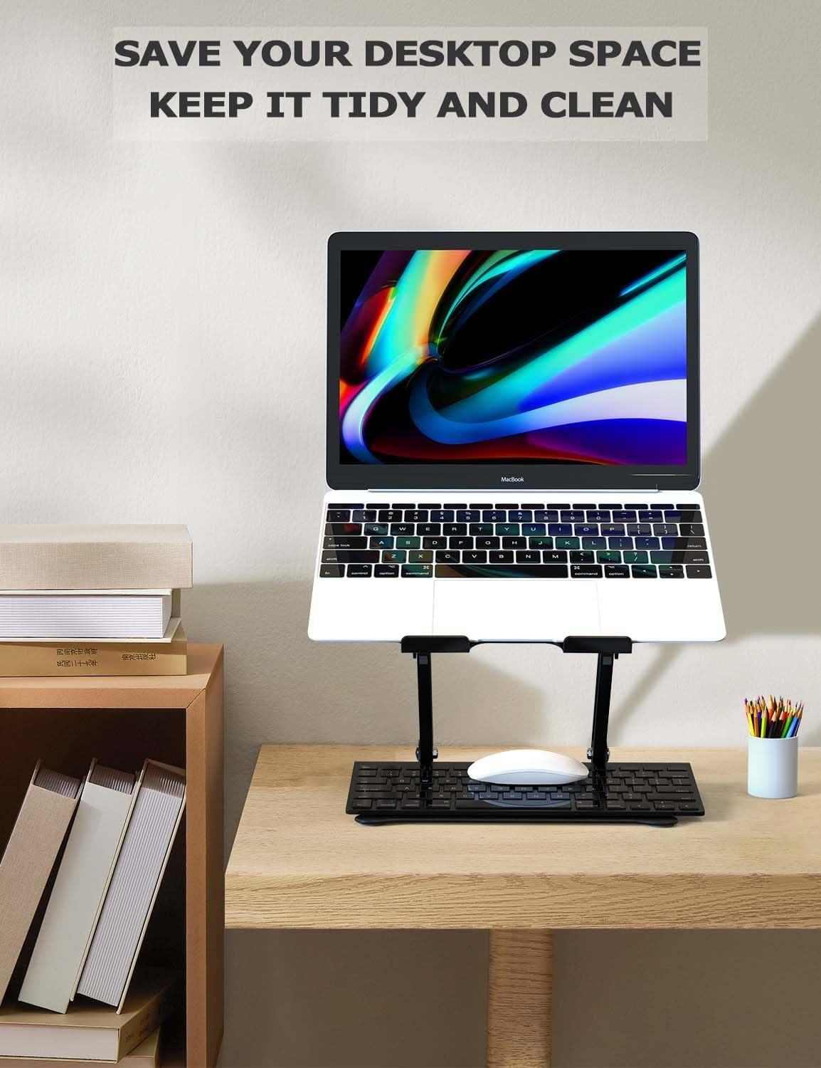 PHOCAR Laptop Riser Adjustable Laptop Stand Foldable Aluminum Portable Computer Stand Laptop Holder Compatible for Macbook,Hp, Lenovo,Surface,Dell, ASUS, Laptops up to 17 Inch image number 3