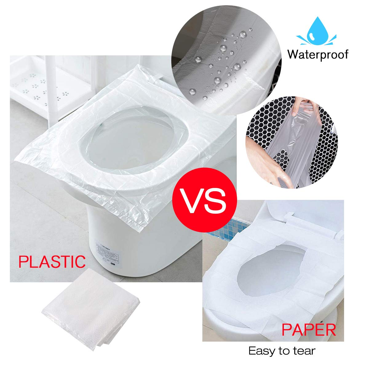 Surplex 50 Pcs Disposable Toilet Seat Covers Plastic, Antibacterial Waterproof Portable Potty Seat Cover for Kids Pregnant Travel Hospital Public Toilet Hotel, Individually Wrapped Pocket Size image number 2