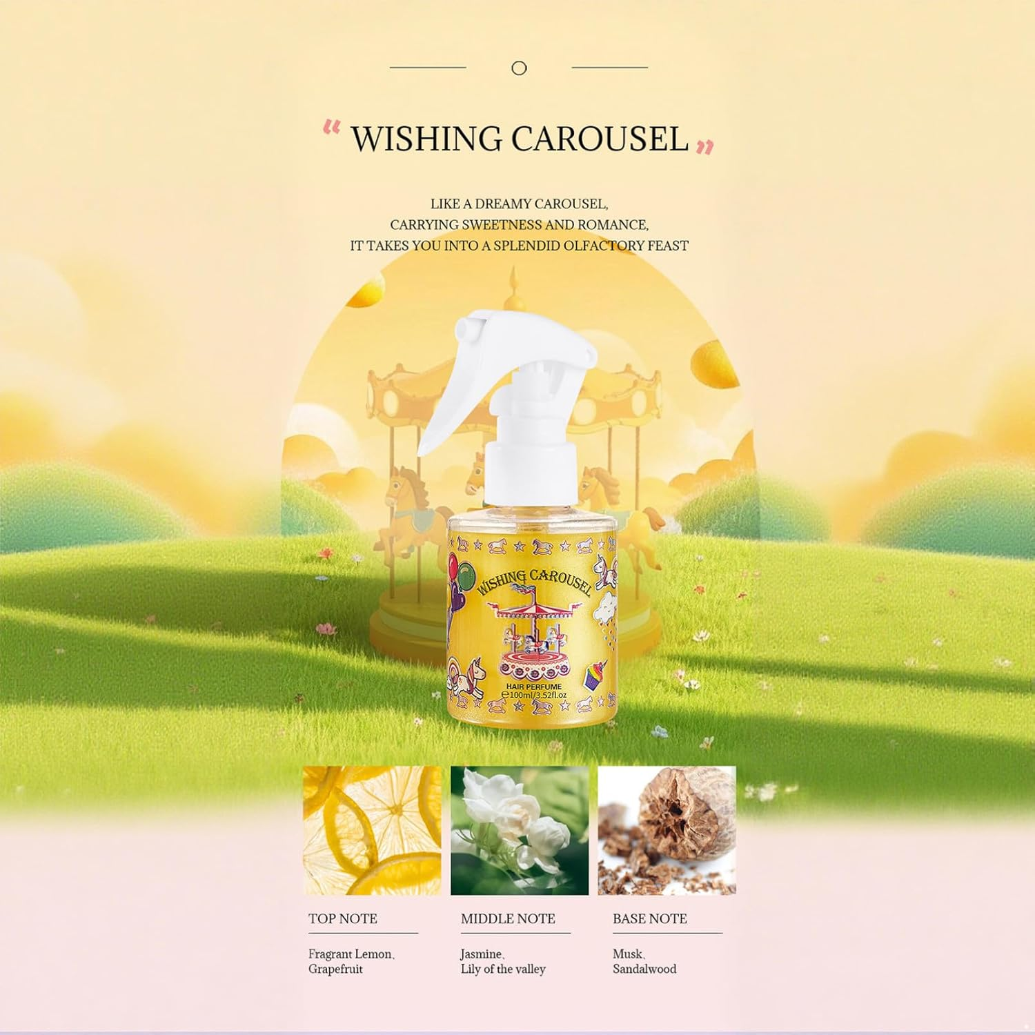 Inhzoy Long Lasting Perfume Body Spray for Women Men Daily Refreshing Fragrance for Skin Hair and Clothes All Day Freshness Yellow One Size image number 2