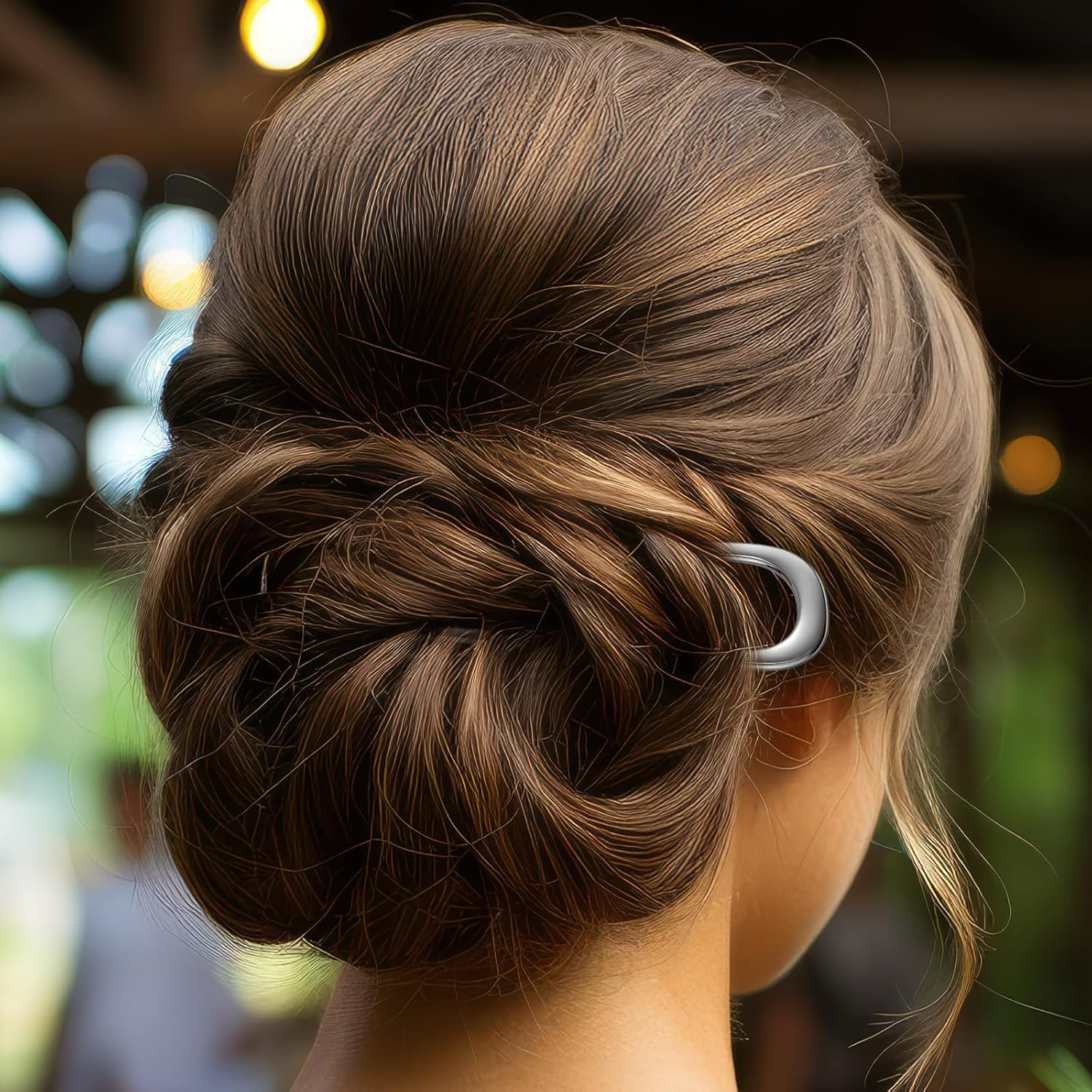 2Pcs French Pins French Hair Pin, U Shaped Hair Twist Pins for Thick Hair, French Hair Sticks Fork for Women, Bun Pins for Hair Chignon Hair Pin Tool for Girls Hair Types Styling Accessories (Silver) - Silver image number 3