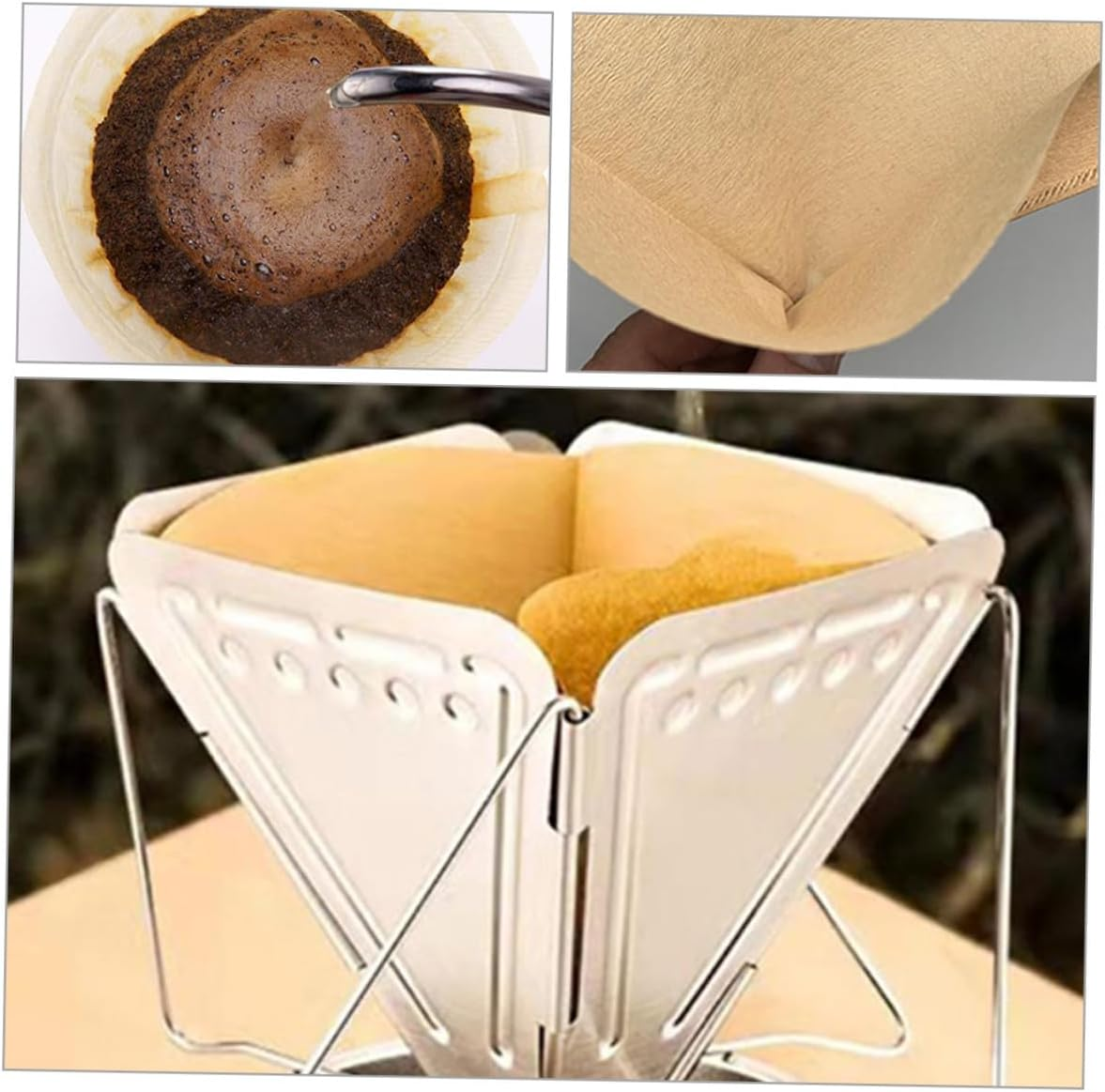 KICHOUSE 100Pcs Disposable Cone Coffee Filter Paper for Espresso and Drip Coffee Makers Shaped Single Use Filtering Paper and Convenient Cleanup image number 6