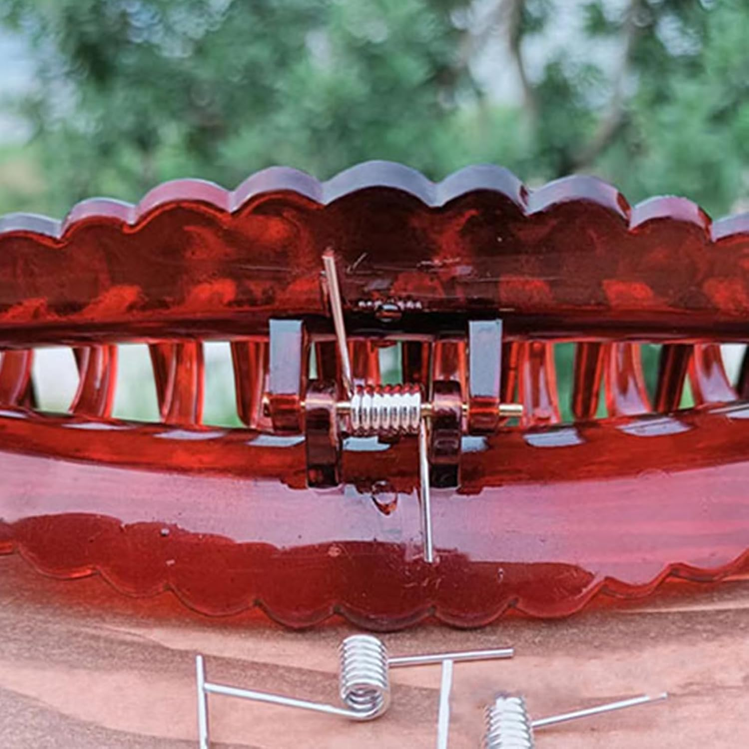 NICENEEDED 8 PCS Hair Claw Clip Spring Replacement, Clip Spring with Central Axle Rod, Hairpin Squre Rectangle Butterfly Jaw Clamp Repair Parts for Large Medium Claw Clips image number 6