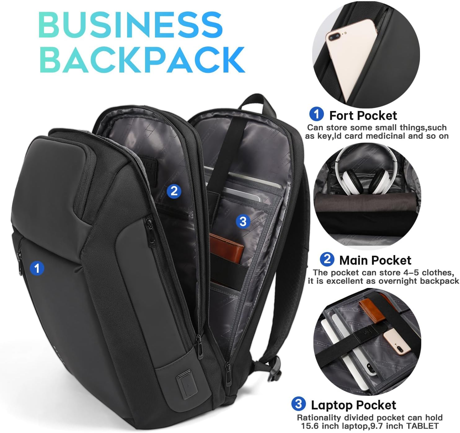 Bange Men'S Backpack, Smart Travel Backpacks, Waterproof Laptop Backpack Fits 15.6 Inch for Men and Women image number 2