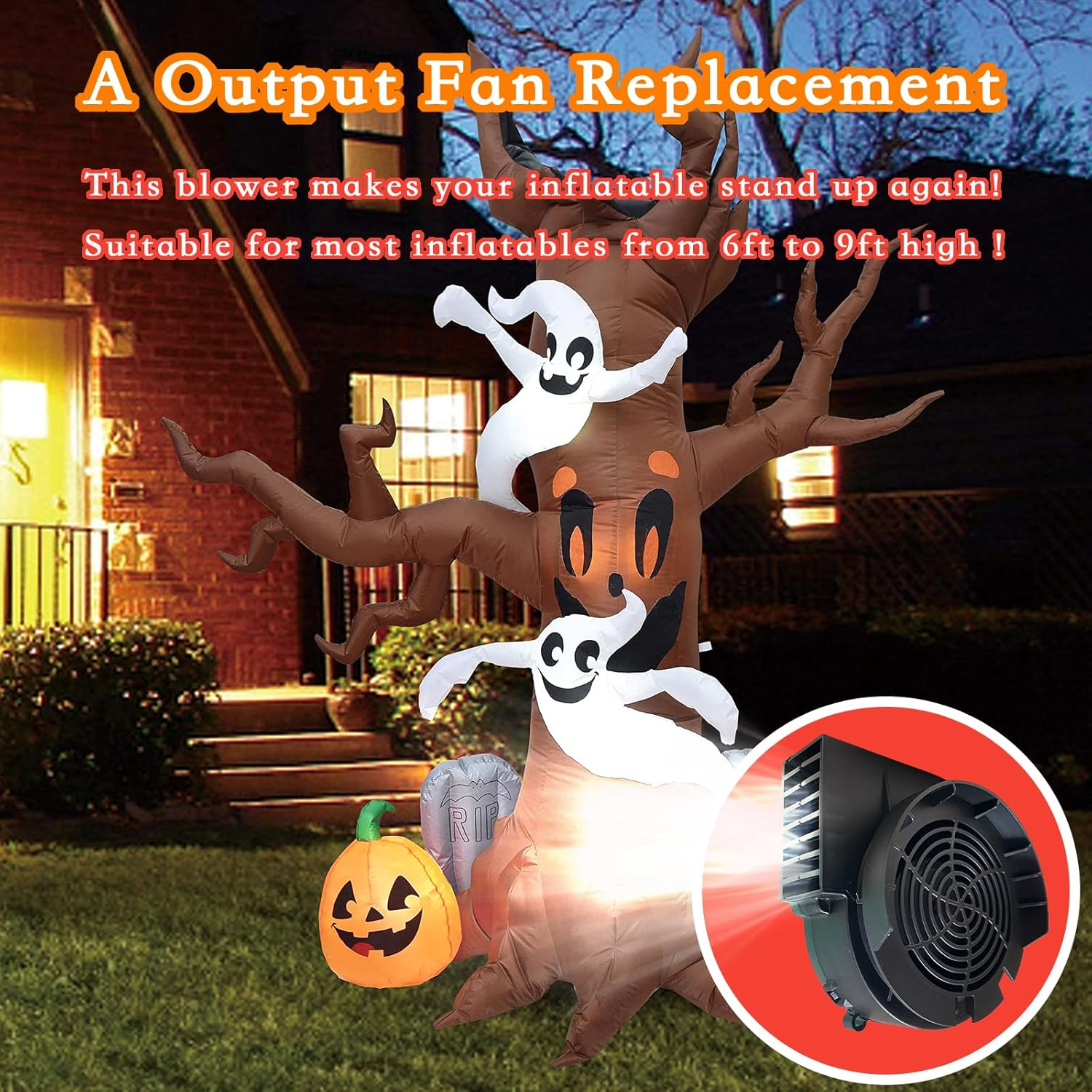 Replacement 1A Air Blower for Halloween Inflatables, Christmas Yard Blow Up, Outdoor Holiday Yard Inflatables Decorations Replacement Fan Blower Brushless for Christmas Inflatable Decorations 12V/1.0A image number 2