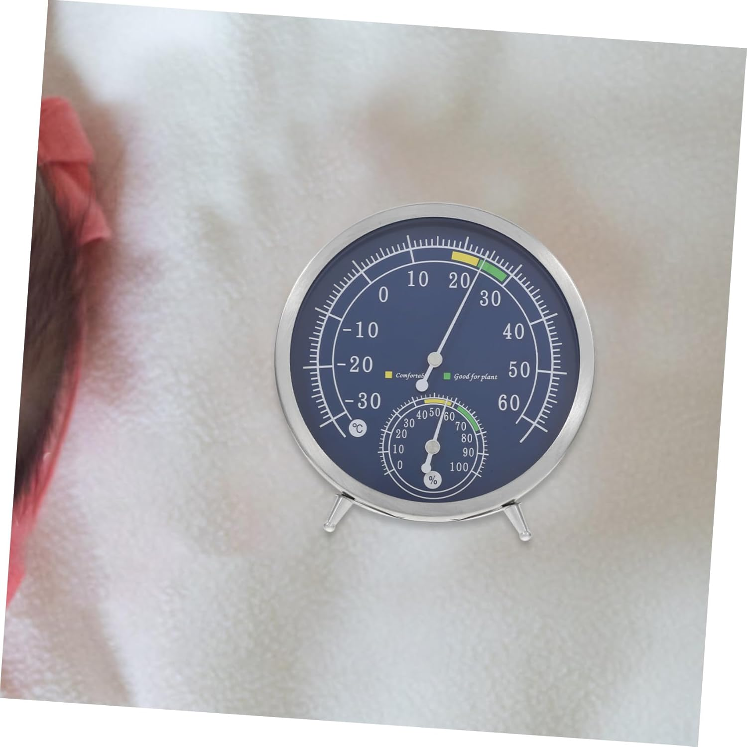 Jojofuny Analog Wall Hygrometer Stainless Steel Indoor Temperature Humidity Gauge with Dual Tabletop and Wall Mount for Accurate Home and Sauna Environment Monitoring image number 5