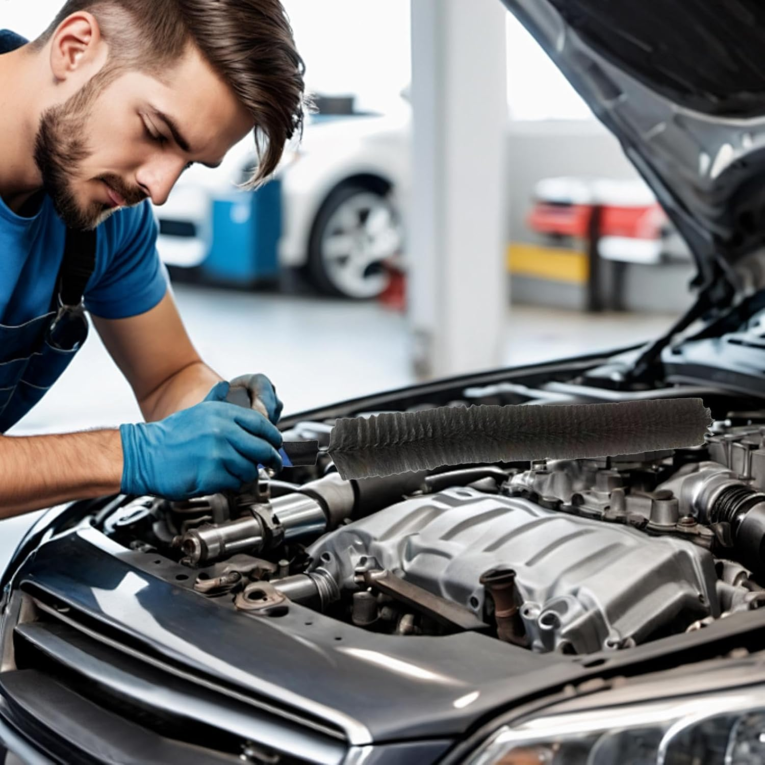 Wheel Brushes for Cleaning Wheels, Bendable Wheel Cleaning Brushes, Cleaning Brushes for Rims, Soft Nylon Bristles Wheel Brushes, Vehicle Care Wheel Cleaning Brushes, Automotive Detailing Cleaning Bru image number 3