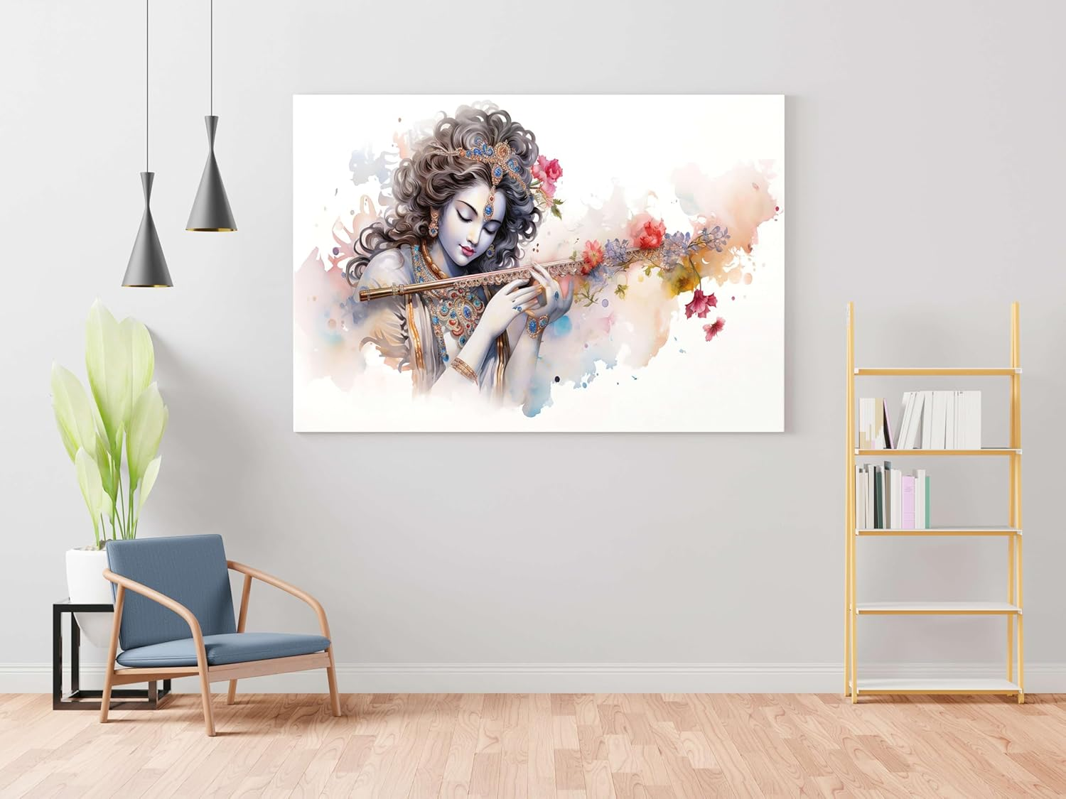 Done with Love Store Radha Krishna Paintings for Wall Decoration with Frame Canvas Painting for Living Room Bedroom Home Office & Hotels (34 Inch X 22 Inch CH-RK-LDP8) image number 4