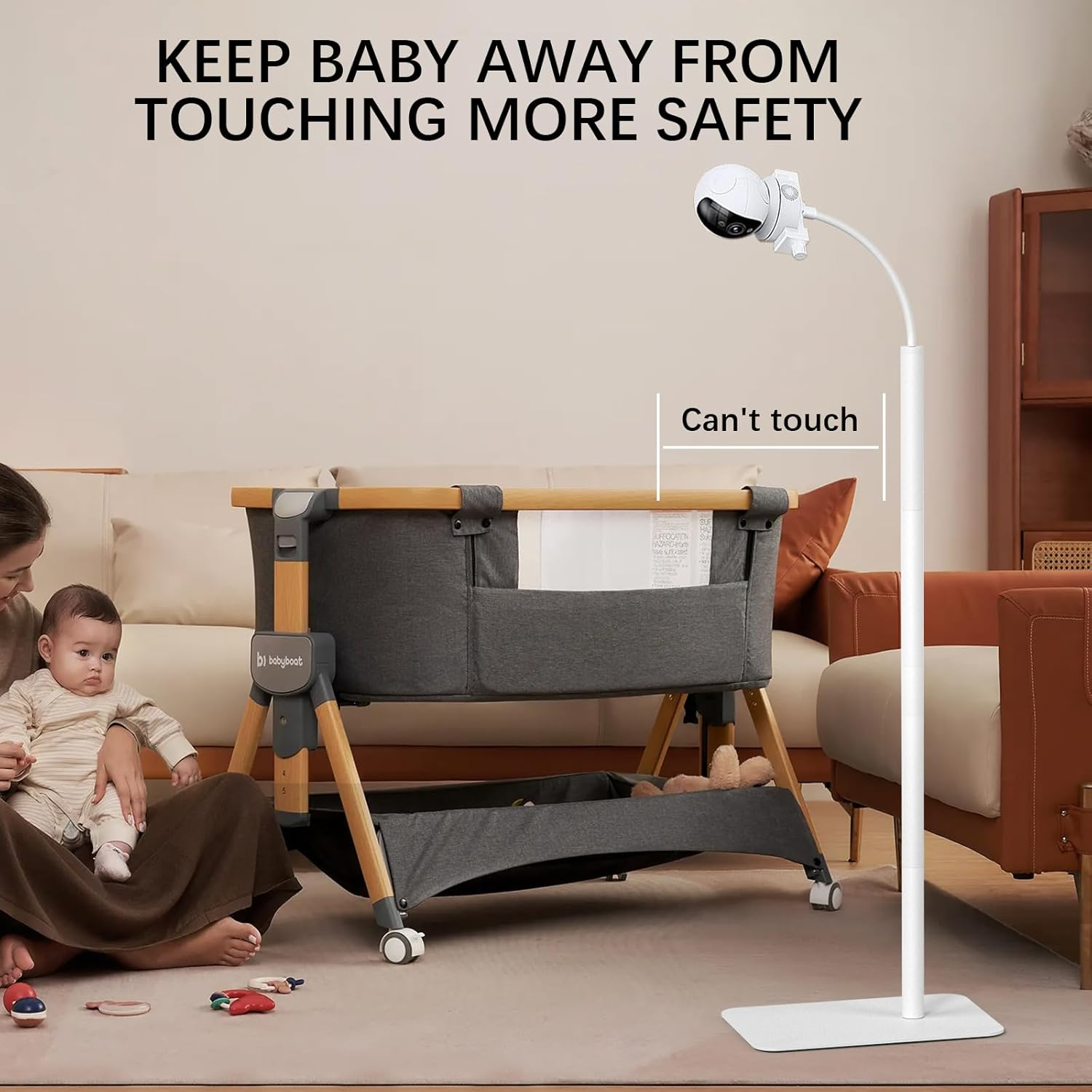 Honey Paws Baby Monitor Floor Stand Holder Compatible All Cameras with 1/4 Screw Height Adjustable & Universal Mount Secure, More Safety Clamp Flexible Most Baby Camera Keep Baby Away from Touching image number 6