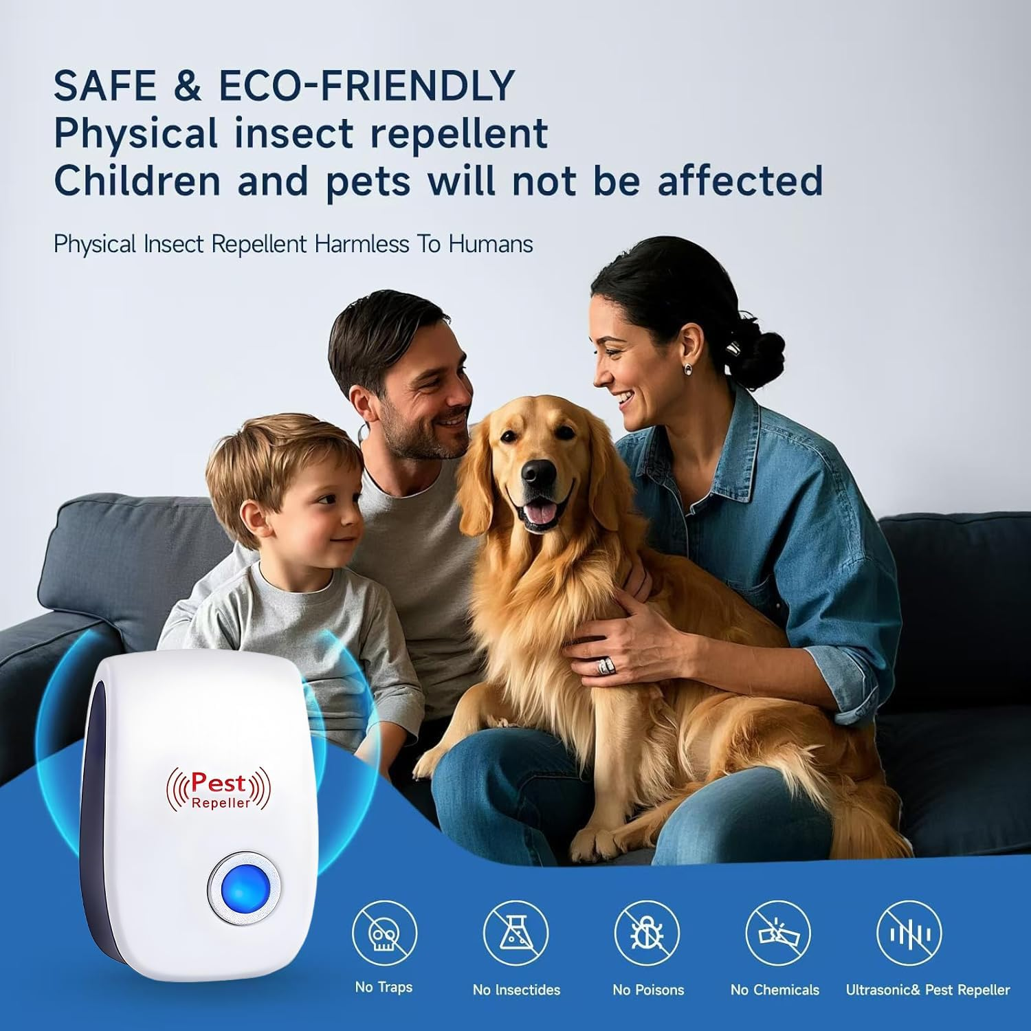 6 Packs Ultrasonic Pest Control Repeller, Electronic Pest Repellent Plug in Indoor Control Insect against Mosquito Cockroach Mice Spiders Flies for House Kitchen Garage Warehouse image number 5