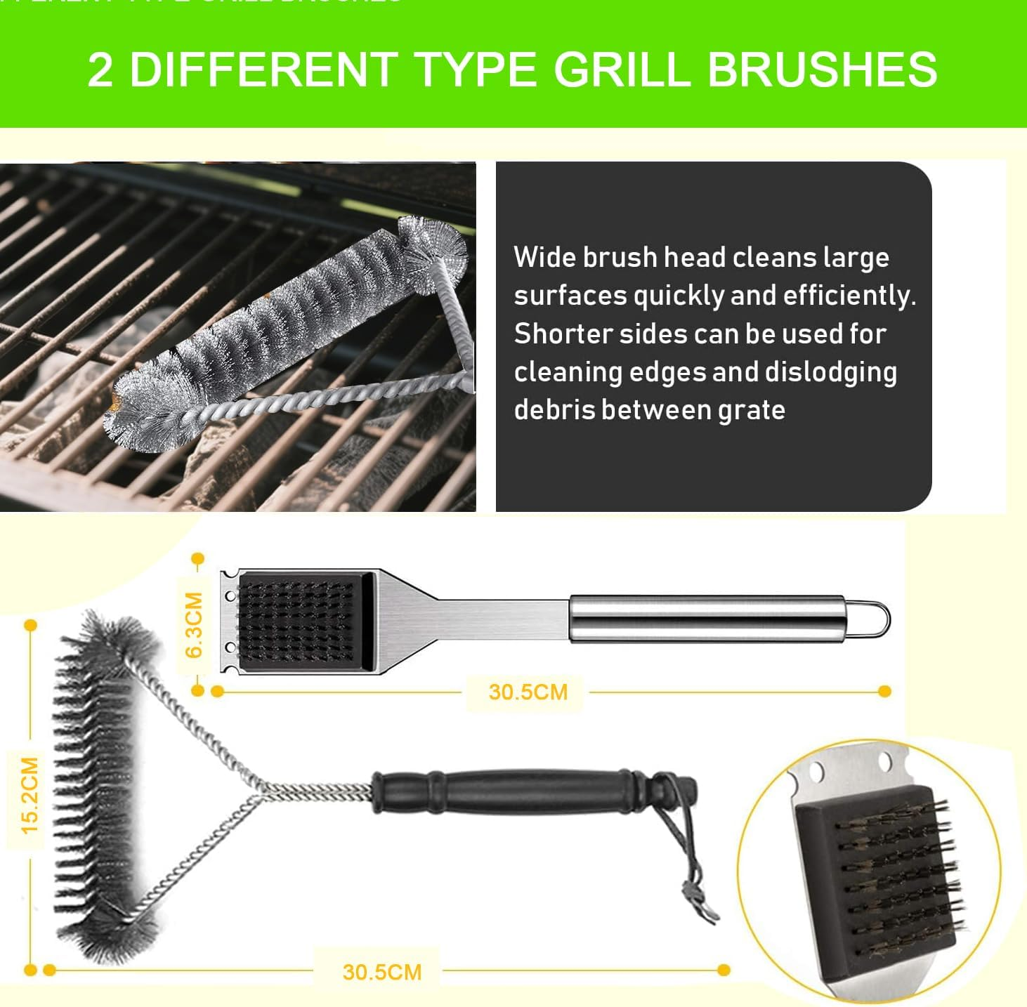 34Pcs Grill Accessories BBQ Grill Tools Set, Heavy Duty Thicker Stainless Steel Grill Tool with Thermometer, Long Handles, Carry Case; Gift Grill Mats for Backyard, Camping; Barbecue Set for Men Women image number 6
