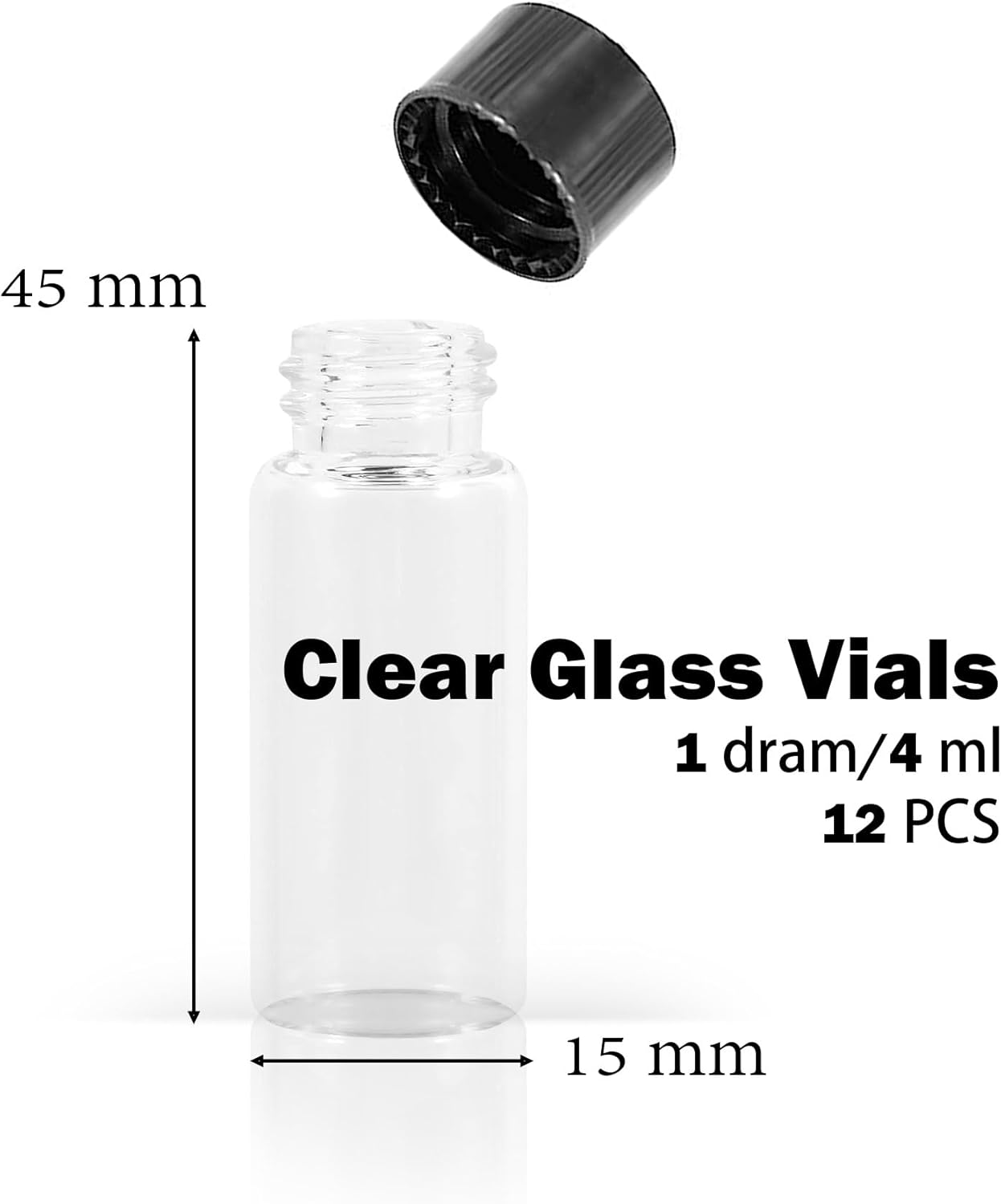 1St Choice Glass Vials, 1 Dram 4Ml, Pack of 12 - Storage Bottle with PE Gasket image number 2