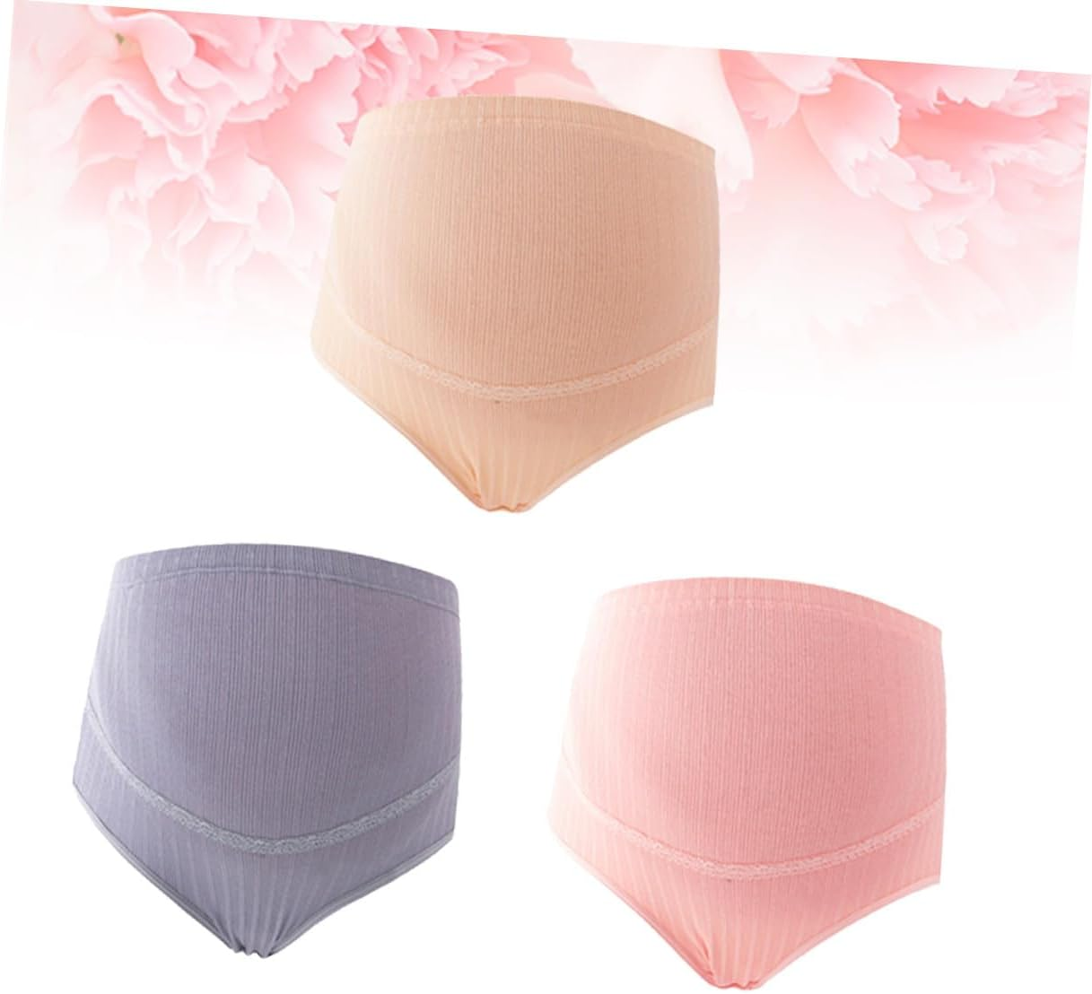 3Pcs High Waist Cotton Maternity Panties for Pregnant Women Adjustable Splice Design with Stomach Lift Breathable Soft Nursing Underwear in Random Colors Comfortable Random Color