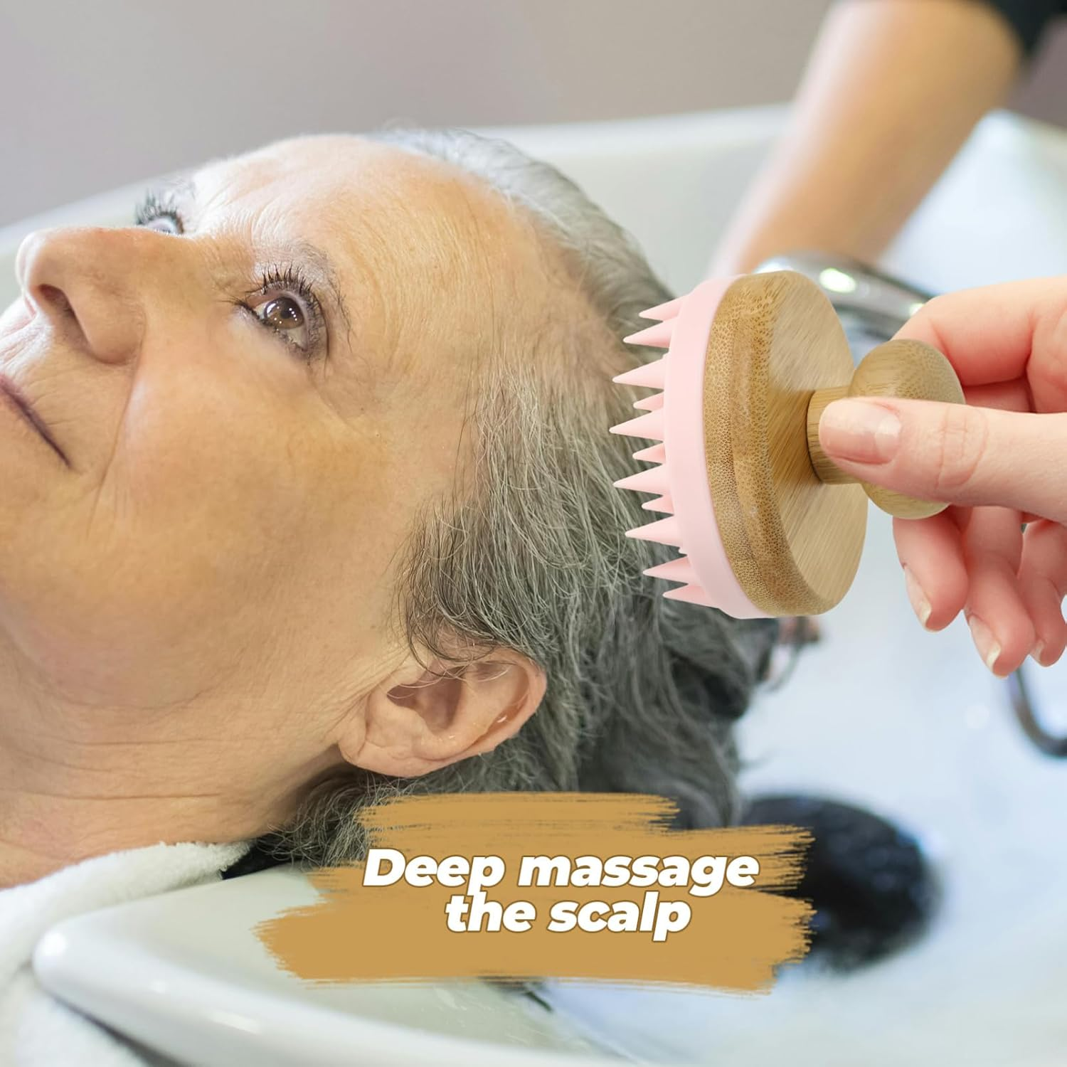 Healeved Silicone Scalp Massager Shampoo Brush for Hair Care Pink Soft Head Scrubber Home Hair Scalp Massage Tool Shower Use image number 2