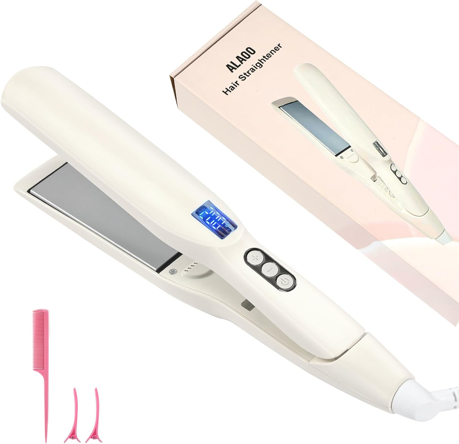 Alaoo Hair Straightener, 2 in 1 Hair Straightener, Curls and Straightens, Intelligent Professional Hair Straightener, Prevent Hair Breakage and Used for Straightening, Curling and Creating Waves image number 2