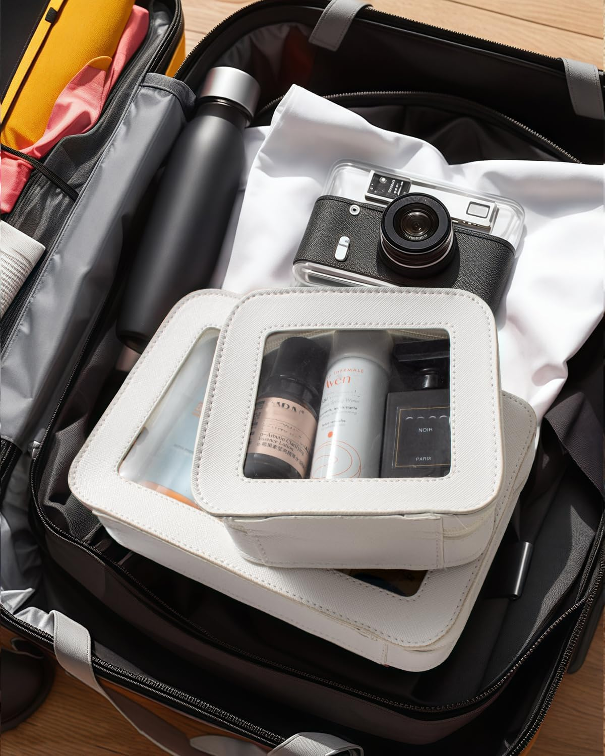 DDPOND Small Clear Makeup Bag for Women, Mini Cosmetic Bag Portable Makeup Pouch Organizer with Zipper Waterproof Travel Cosmetic Case Cute Travel Toiletry Bag Car Organizer for Essentials (Mini Pink) - Mini Black image number 4