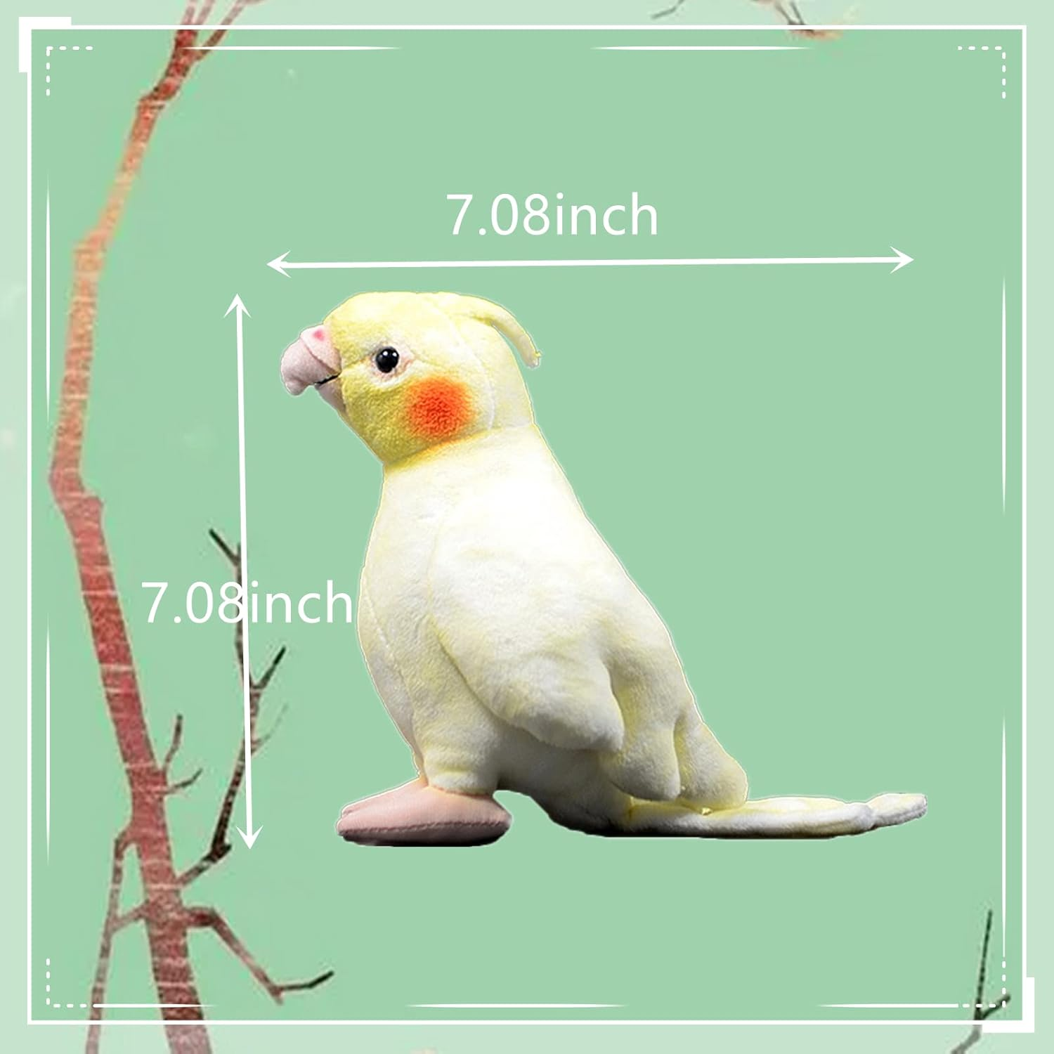 Cockatiel Plush Toy, Yellow 7 Inch Super Soft Realistic Realistic Parrot Plush Stuffed Animal Cute Kids Birthday Ornament Collection Use for All Ages and Occasions image number 6
