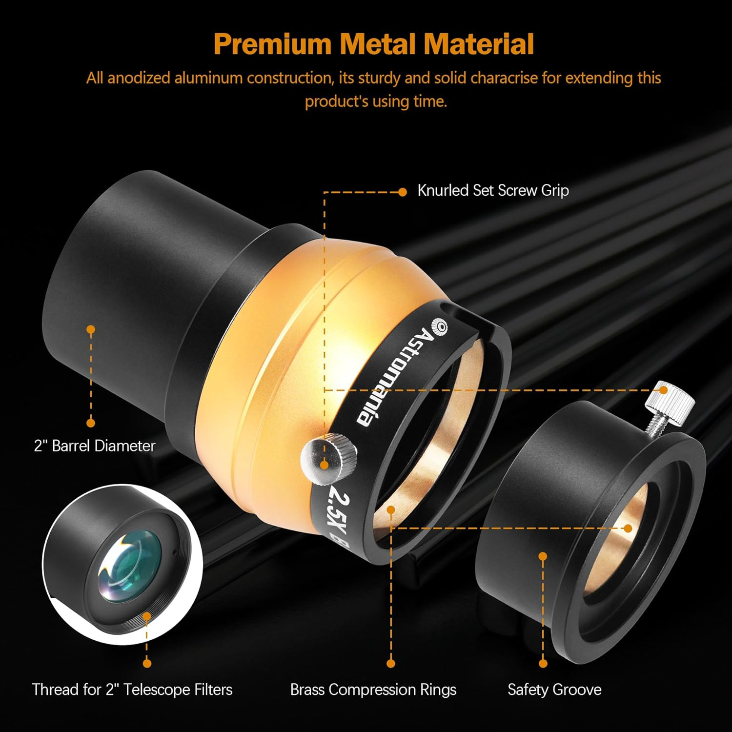 Astromania 2 2.5X Barlow Lens - Allows the Use of Both 2 and 1.25 Eyepieces image number 6