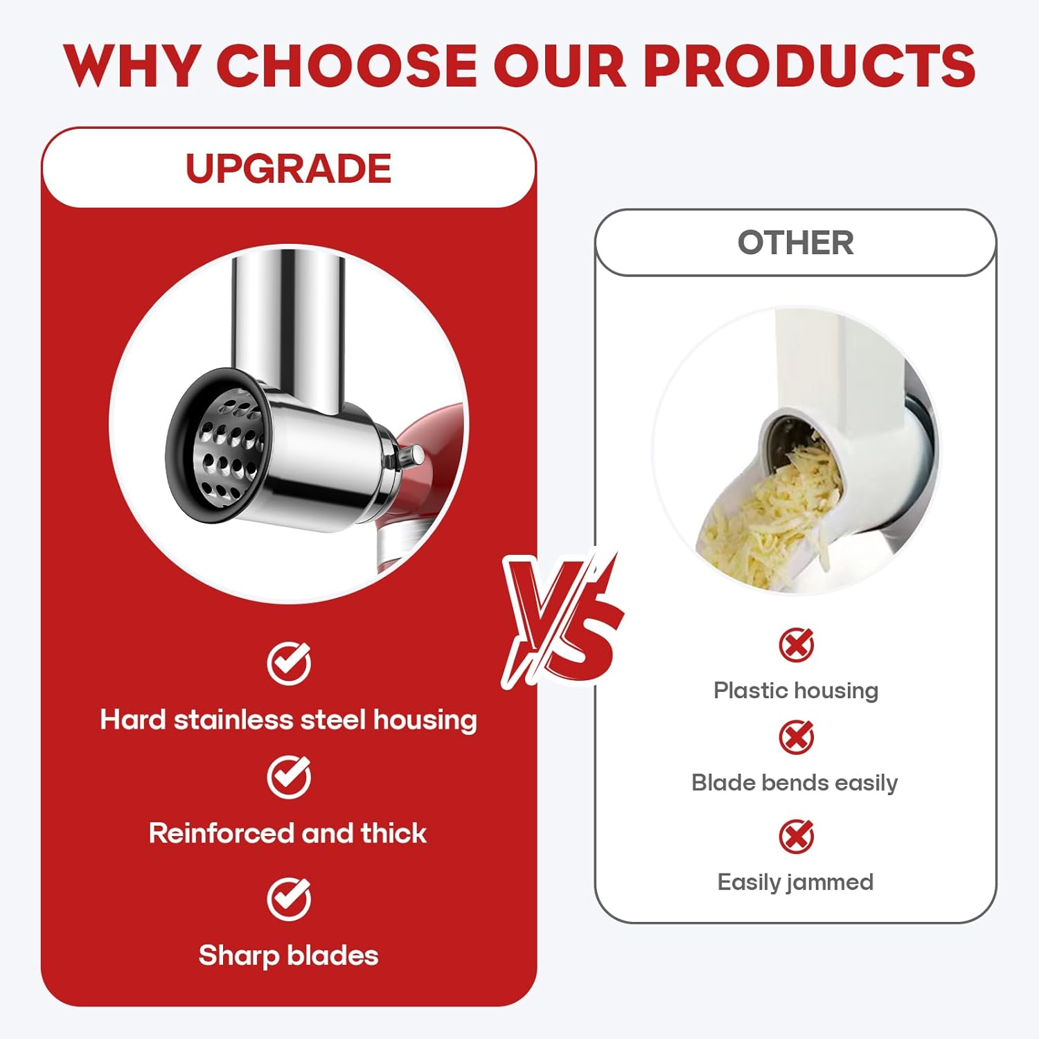 Stainless Steel Slicer Shredder Attachment for Kitchen Aid Stand Mixer, Cheese Grater Attachment for Kitchen Aid, Grinding Powder, Salad Maker with 4 Blades, Salad Machine by TPGSING image number 2