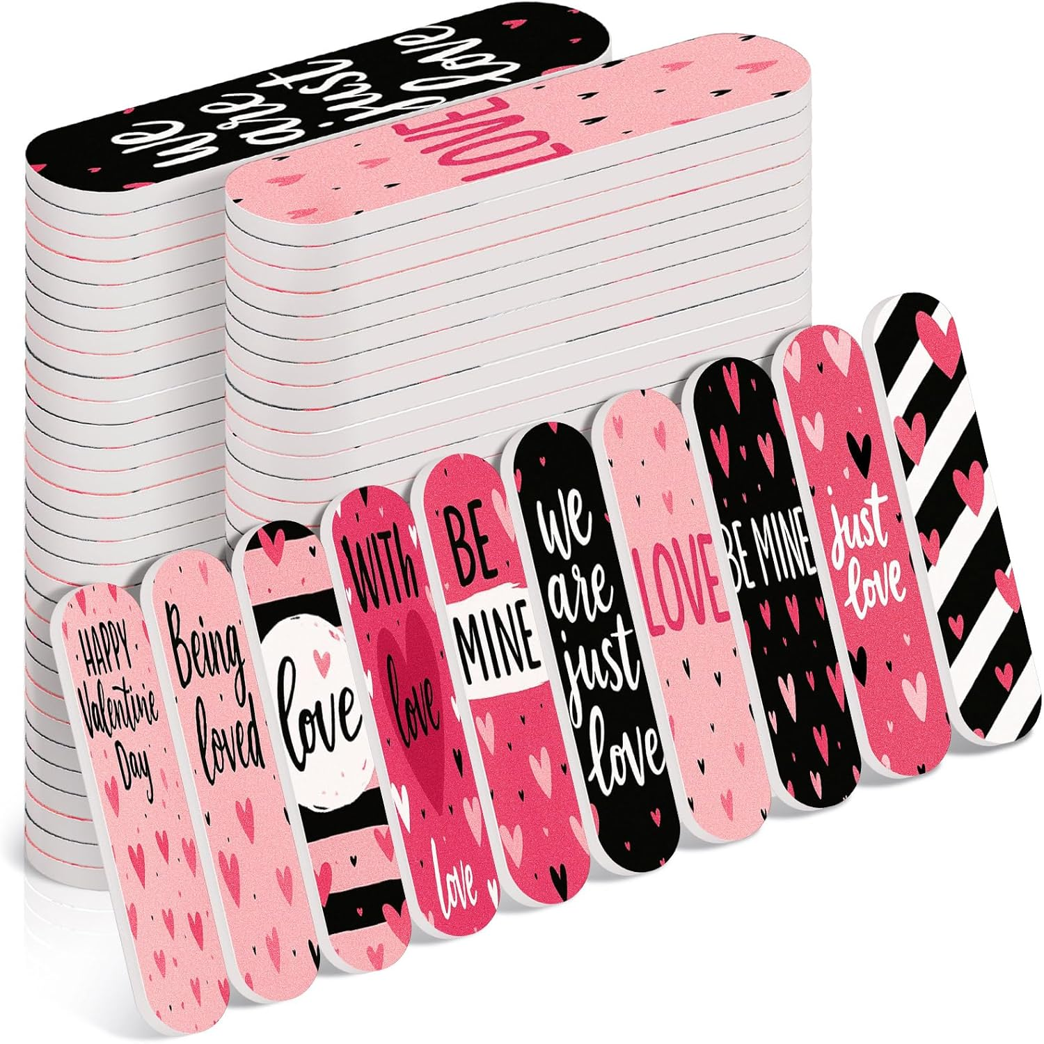 Lanties 50 Pcs Valentine'S Day Mini Nail File Exchange Gifts Bulk for Women Double Sided Love Nail Files Mini Thank You Red Emery Boards Manicure Tools for Valentine'S Day Favors Gifts Supplies