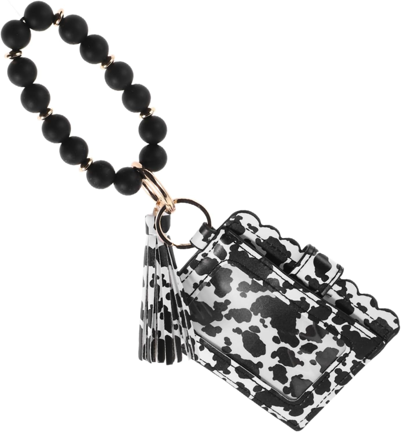 Healvian Elegant Cow Card Holder Keychain Compact Silicone Coin Purse Zipper Wallet Pouch Keychain for Women Coin Organizer Slim Wallet Accessory image number 2