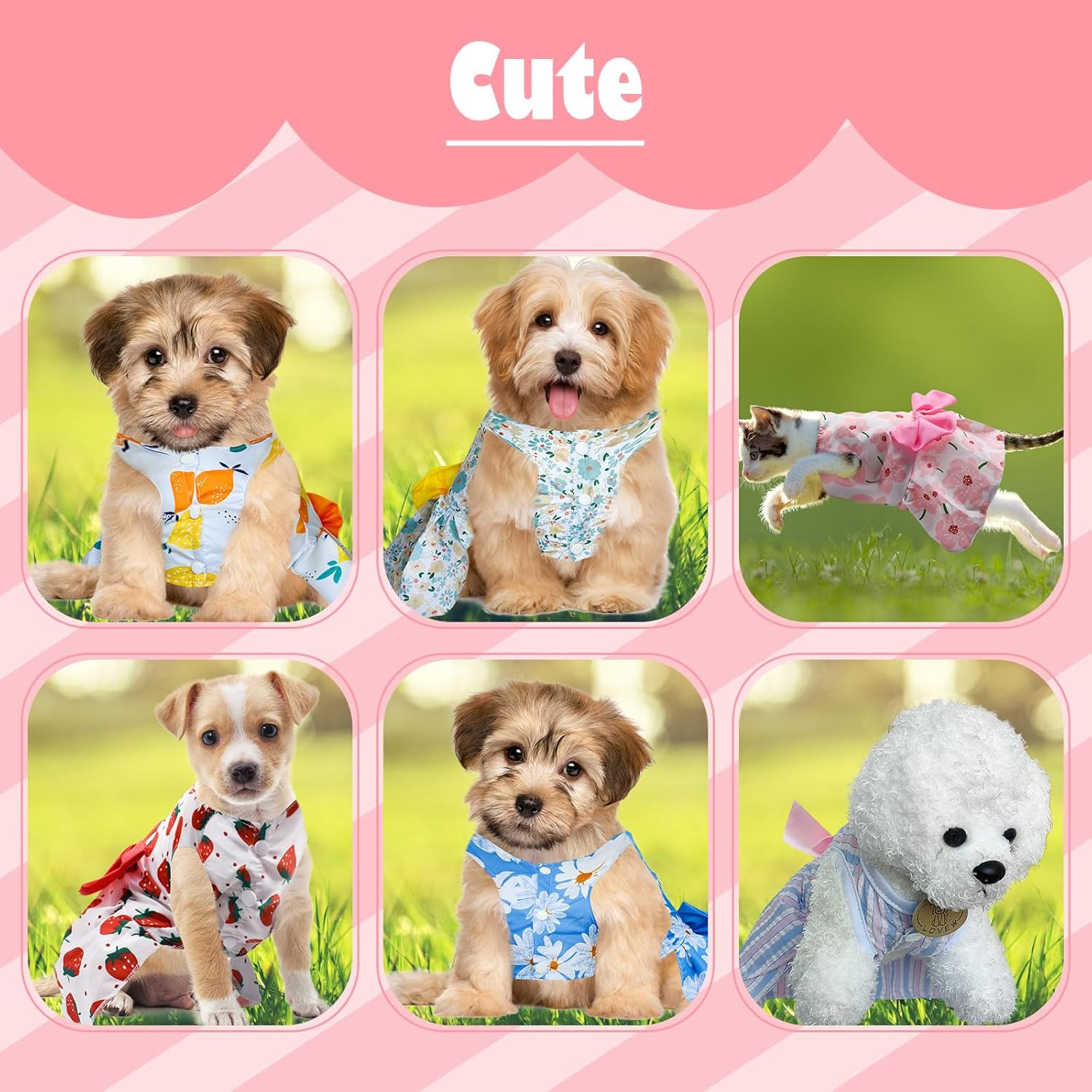 KATOLK 6 Pieces Dog Dresses for Small Dogs Girls, Cute Princess Puppy Kitten Dog Dresses with Flowers and Bowknot for Pet Cats, Small Dogs' Outfits Female Pet Skirts Clothes for Chihuahua Yorkies image number 4