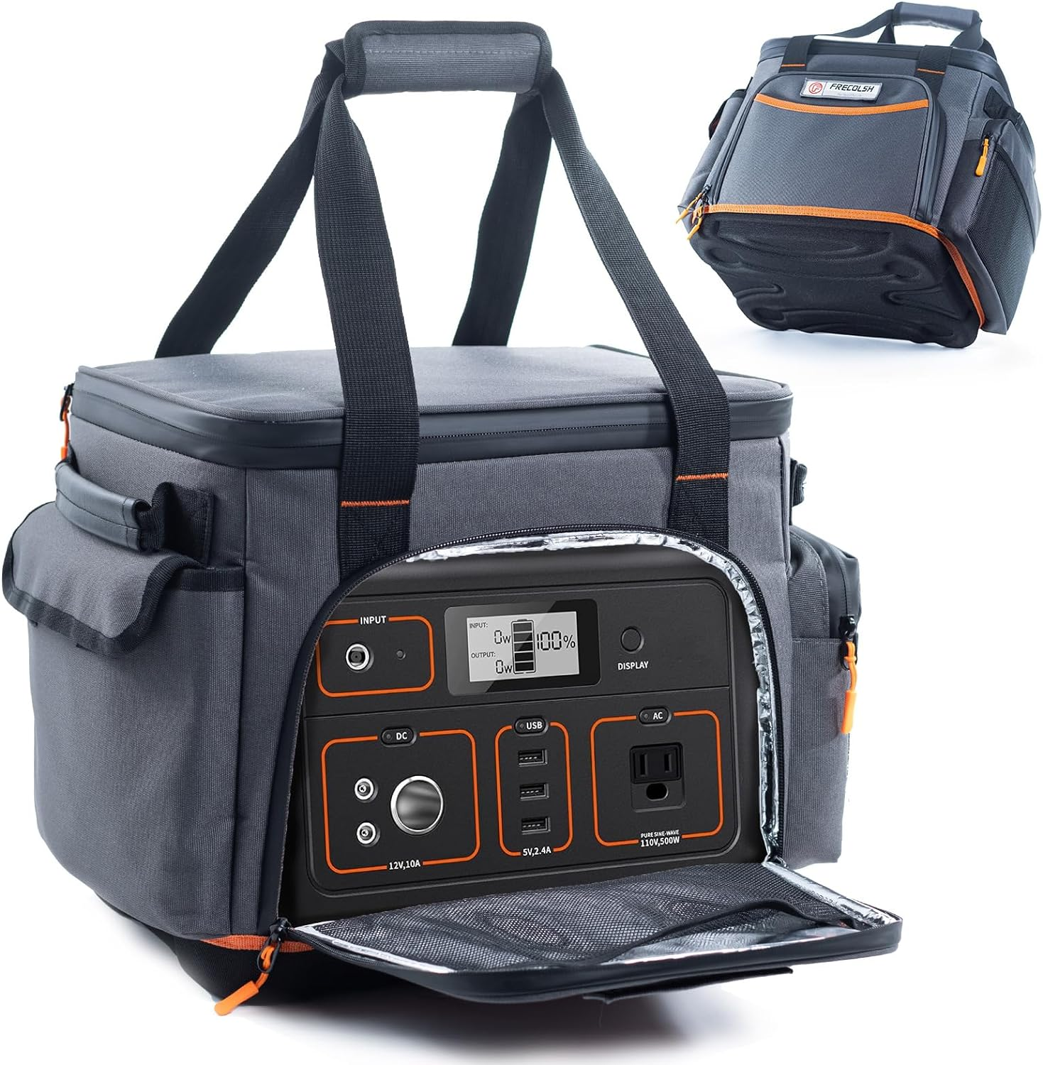 Travel Carrying Case Compatible with Jackery Explorer 300/240/160, Portable Power Station Storage Case with Water- Proof Bottom and Front Pockets for Jackery Accessories Solar Generator