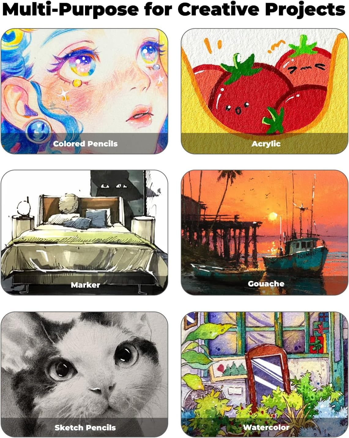 Jusart White Gel Pens with 0.4Mm, 0.5Mm & 1.0Mm Assorted Tips, Opaque White Ink Pens for Black Paper, Drawing, Journaling & DIY Crafts, Ideal Drawing Pens for Artists & Art Supplies, 5 Pack image number 1