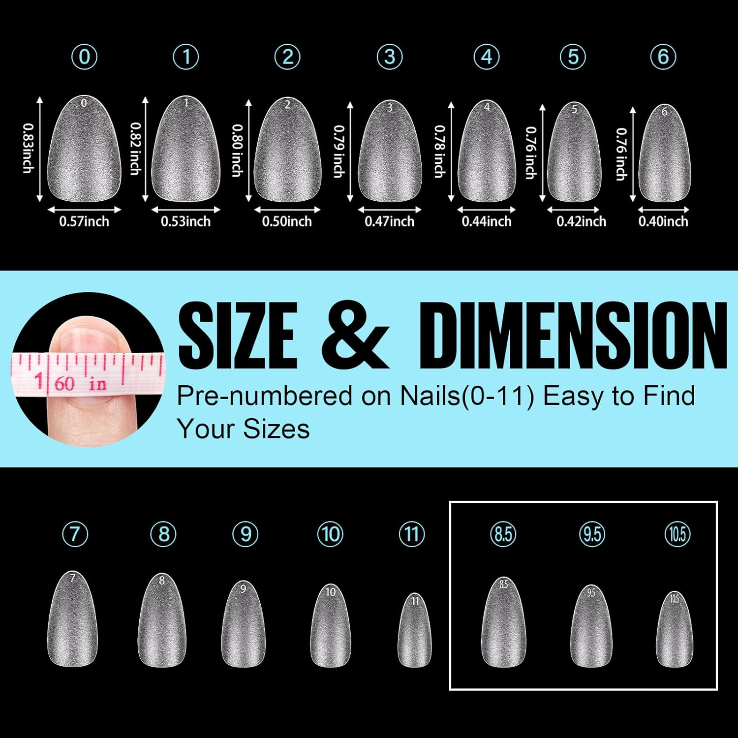 TOMICCA Short Almond Matte Nail Tips & Nail Glue Kit, 150 Pcs Full Coverage Soft Gel Nail Tips, No File, 8Ml Nail Gel Glue Soak off UV Lamp, Nail Tip Glue Set for Quick Nail Extension, Nail Salon - Short Almond image number 6