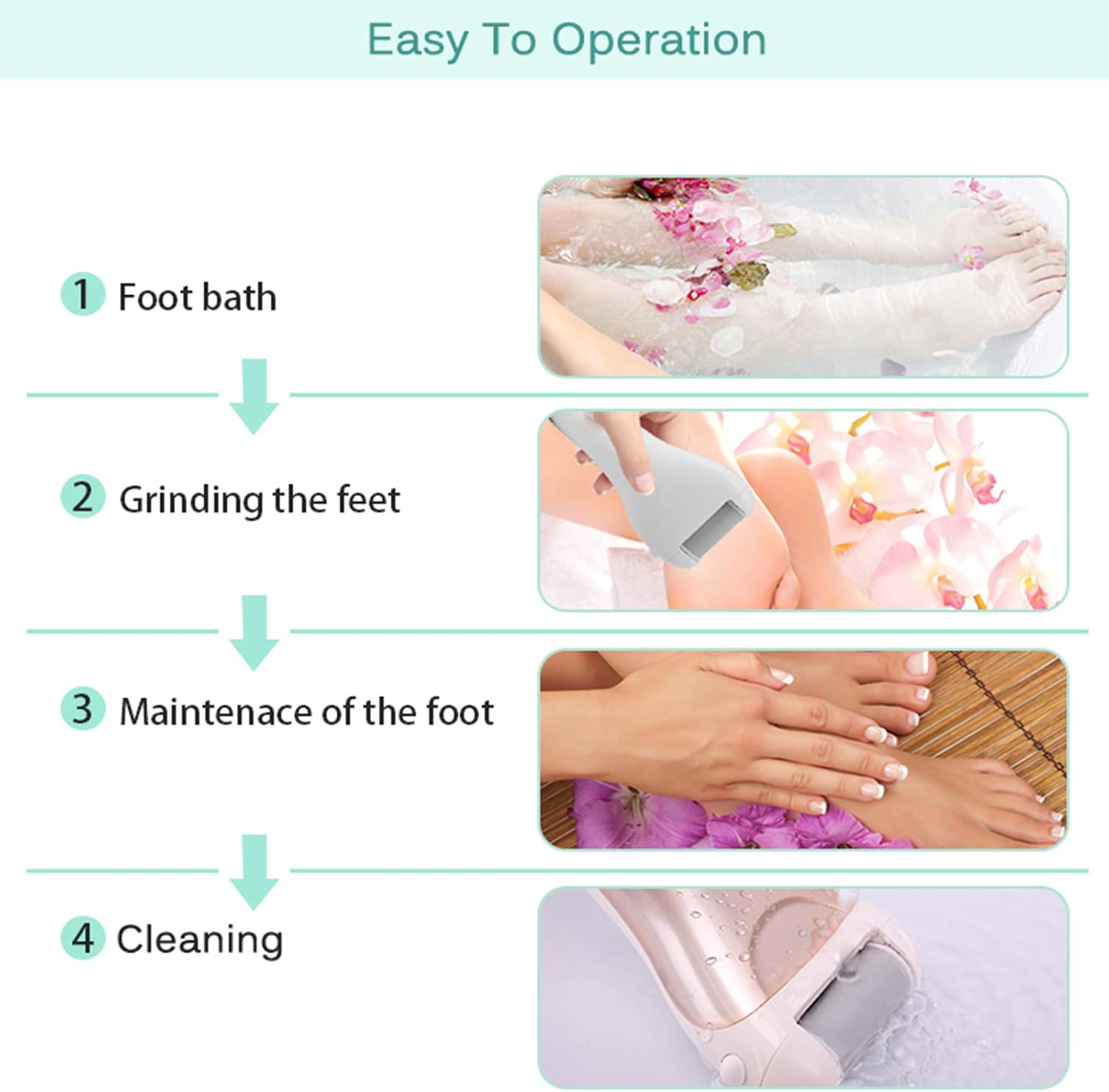 Electric Foot File,Rechargeable Electric Foot File Callus Remover Machine Pedicure Device Foot Care Tools Feet for Heels image number 3