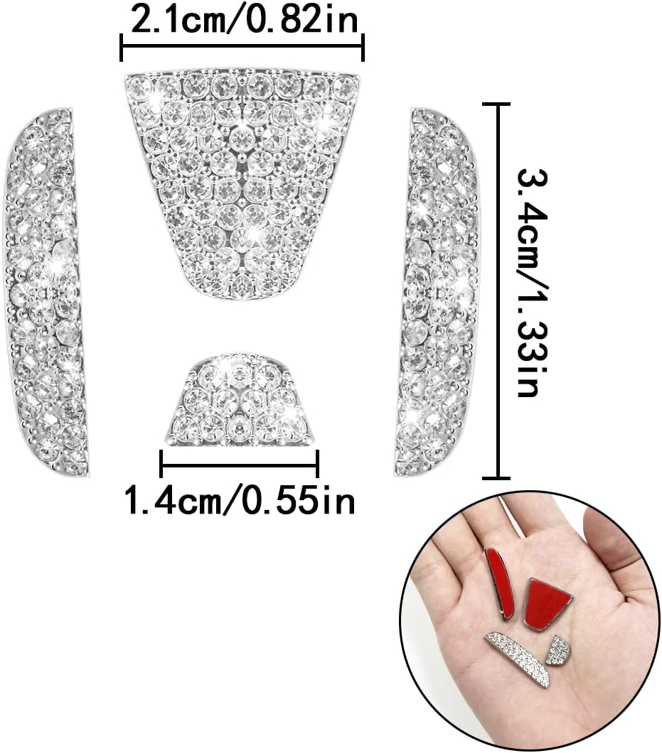 Car Logo Rhinestone Stickers, 3D Rhinestone Car Steering Wheel Decorative Car Bling Accessories Suitable for SUV, Van, Car, Truck (White) image number 1