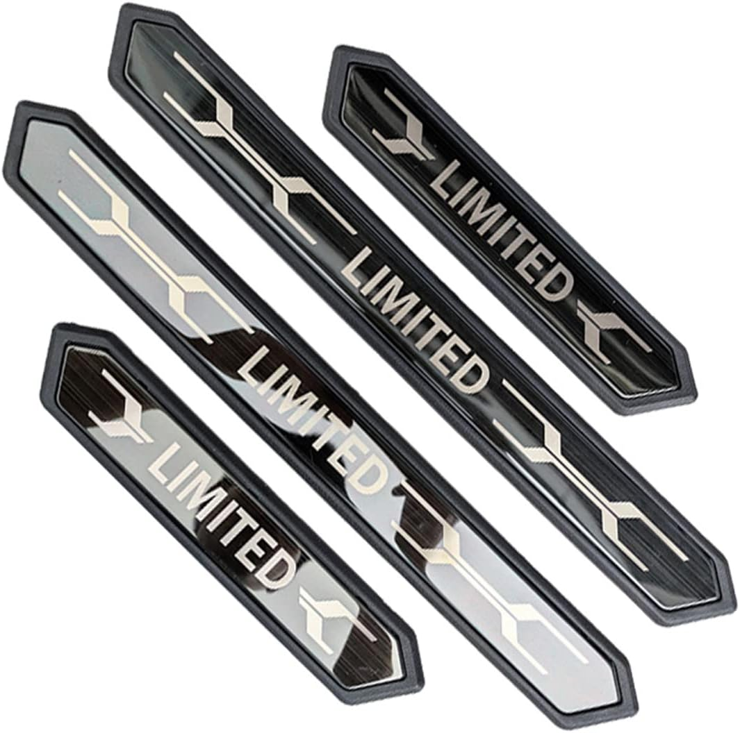 FEOYDS Stainless Door Sill Protector Kick Plate Entry Guard Kit for Toyota RAV4 Highlander Corolla Cross Venza Harrier Bz4X Kluger Limited 2023 Accessory (Black Limited Text)