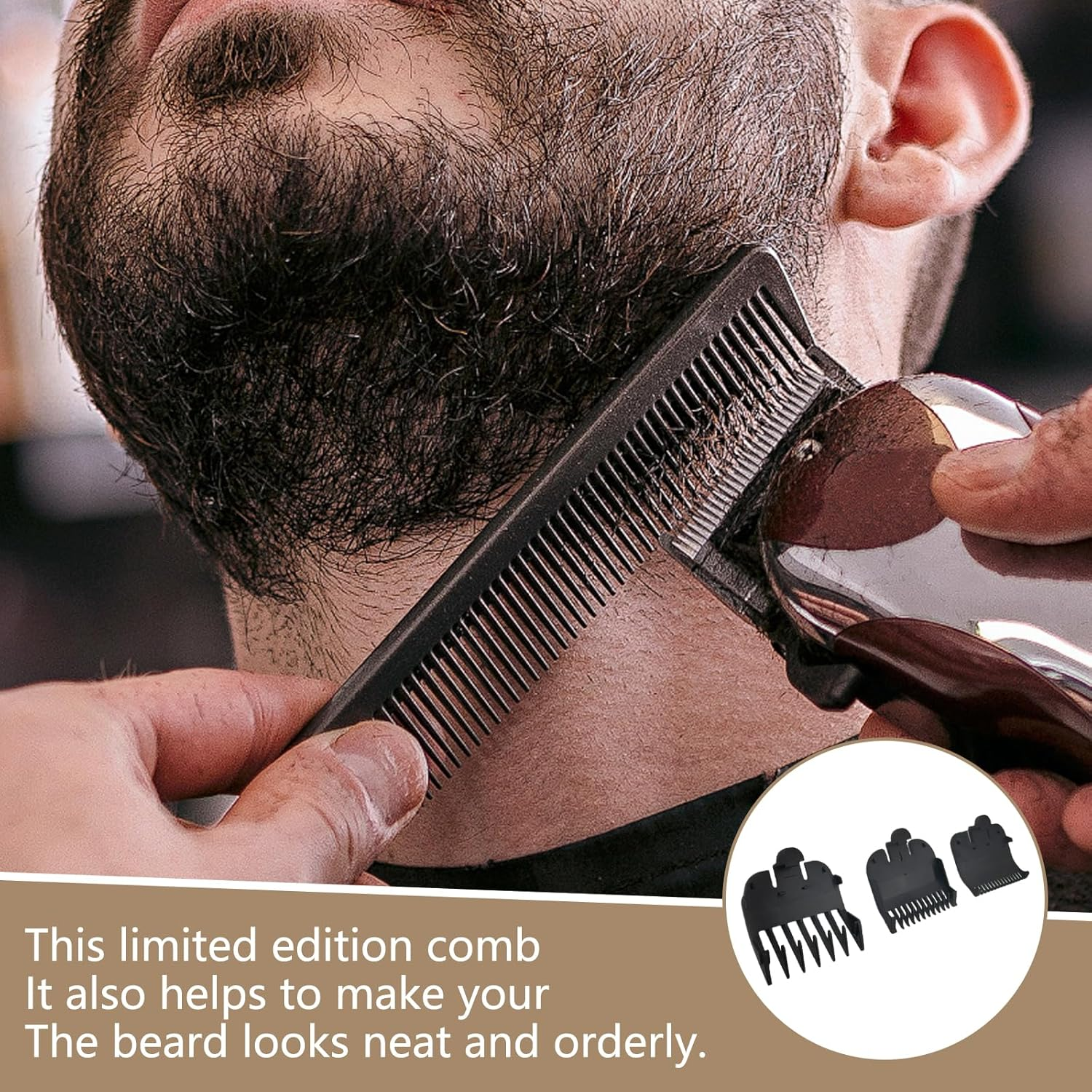 BGENHPON 3 Professional Hair Clipper Guards Set 3 Piece Clipper Guides Replacement Compatible with Wahl Clipper Guards in Sizes 1/16 Inch 2/16 Inch 3/16 Inch Black Color image number 1