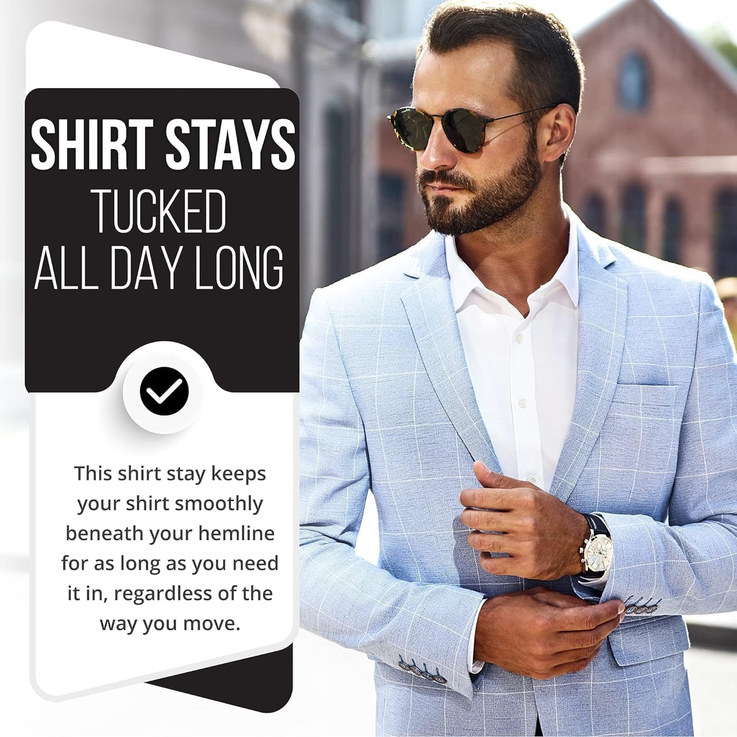 LINKPEACE Men'S Shirt Stays Adjustable Soft and Smooth Elastic with Non Slip Clips Perfect Sock Garters for Military or Professional,One Size（ Black Y Style Wave Pattern） image number 3