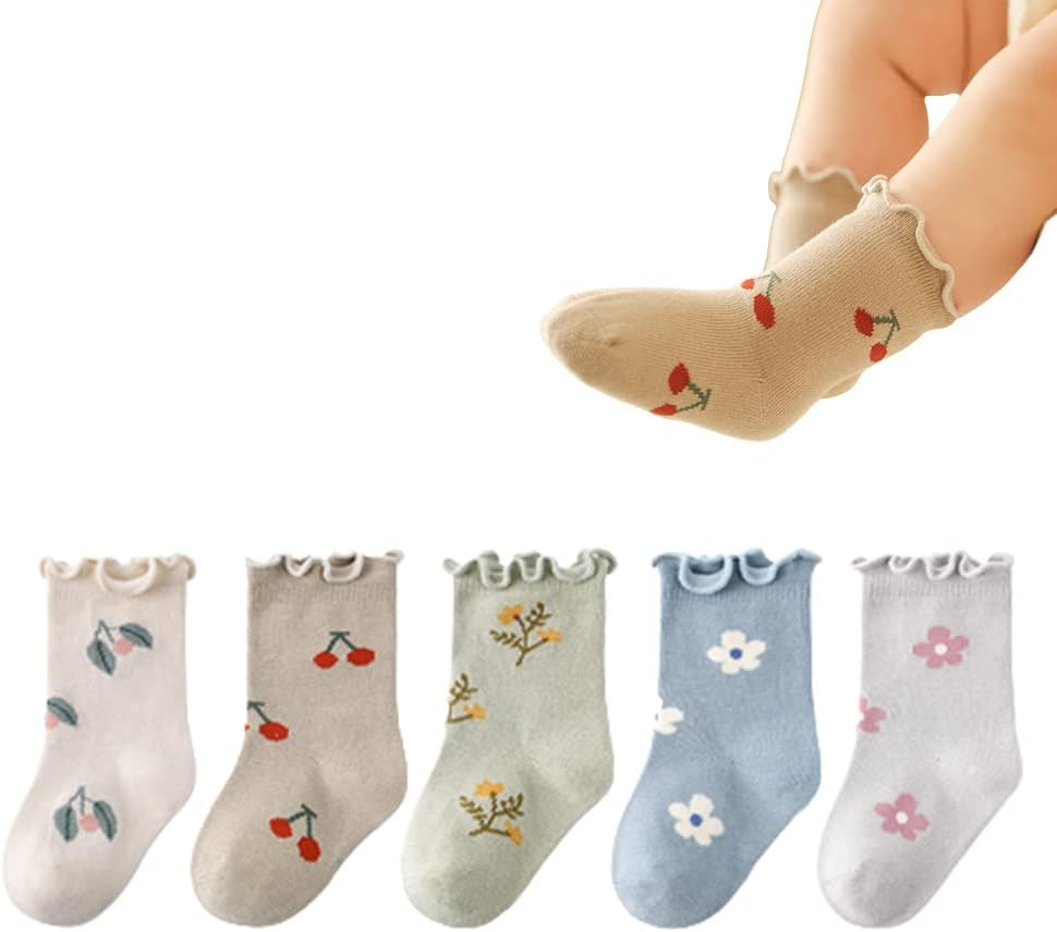 WATOCHE Baby Girls Socks Toddlers Ruffle Socks Girl'S Frilly Dress Socks Baby Anti-Slip Socks Cute Knee High Socks