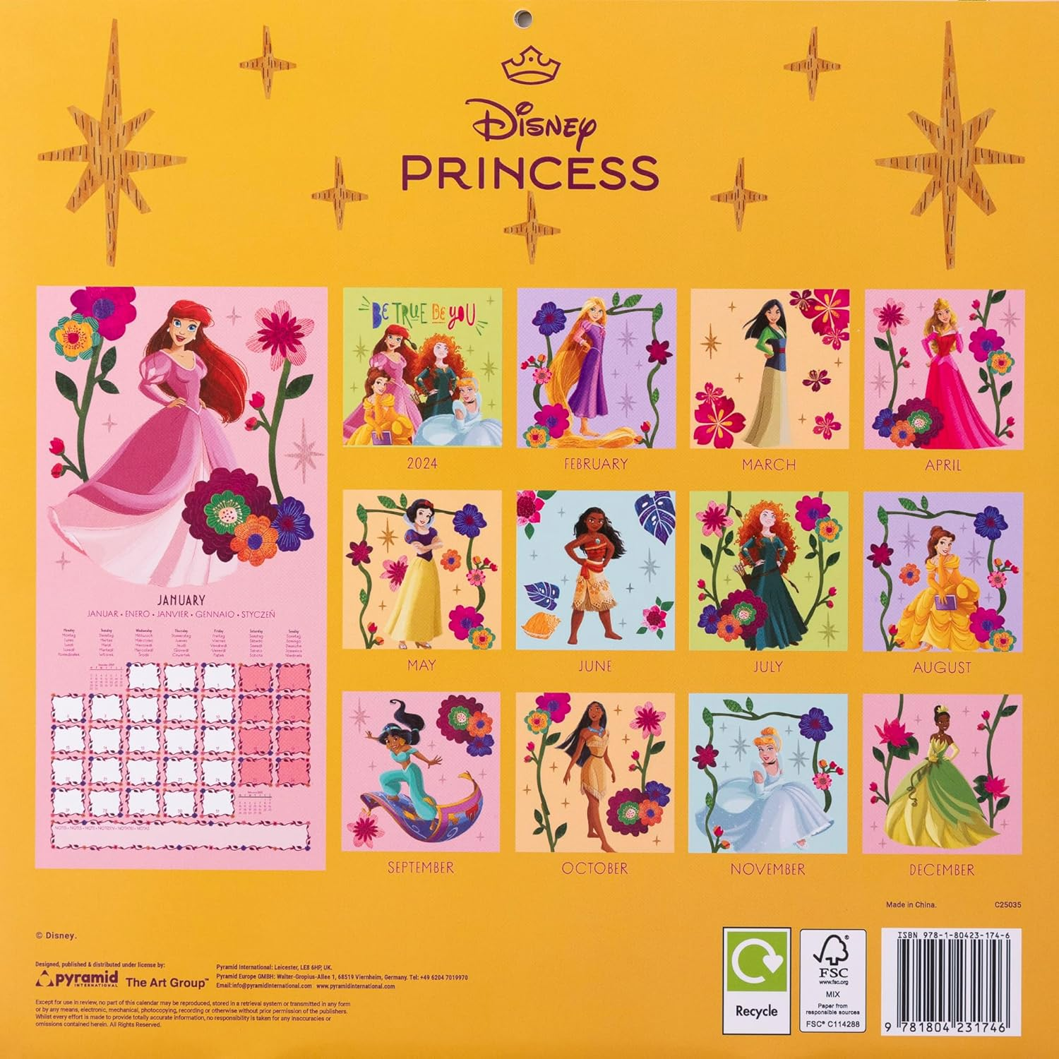 Calendario 30X30 Disney Princess 2025 Pyramid image number 5
