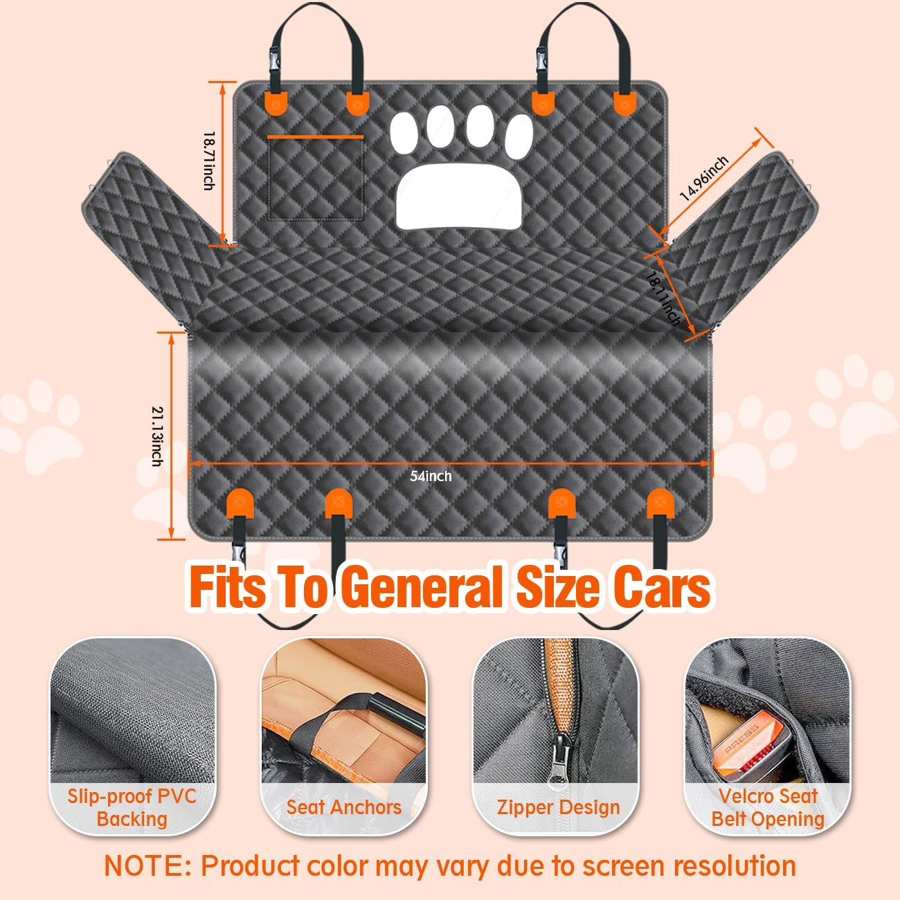 Dog Car Seat Cover-Dog Hammock for Back Seat Pet Seat Cover with Mesh Window Back Seat Extender for Dogs Waterproof Cargo Cover Pet Trunk Mat Large Pet Car Mats for Suv/Trucks/Cars image number 4