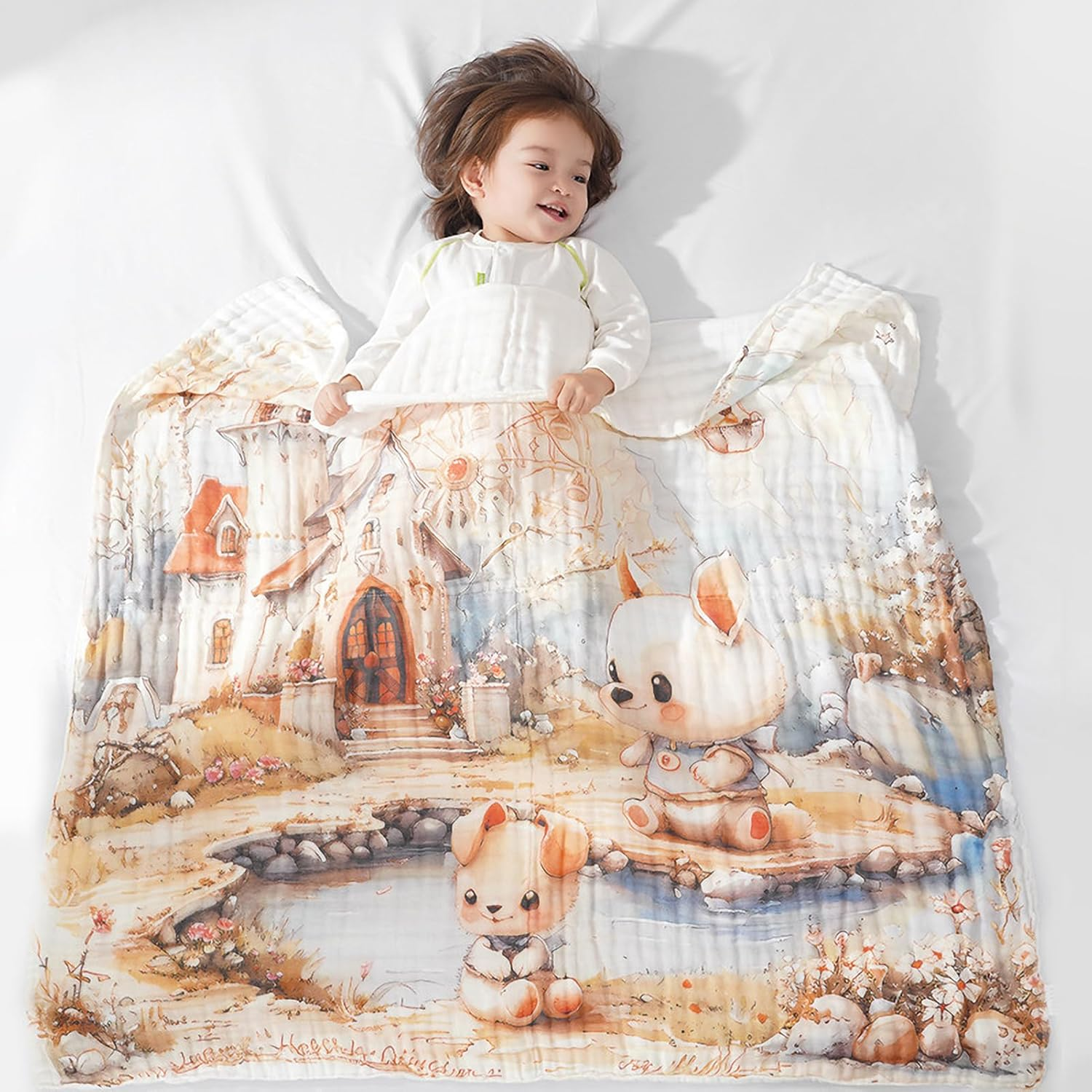 ZONEY Baby Swaddle Blankets,100% Cotton Muslin 6 Layer Crib Blanket Quilt Suit for Newborn,Baby Toddler Children and Kids, Super Soft, Lightweight Large Size 41.3X41.3Inchs (Submarine)