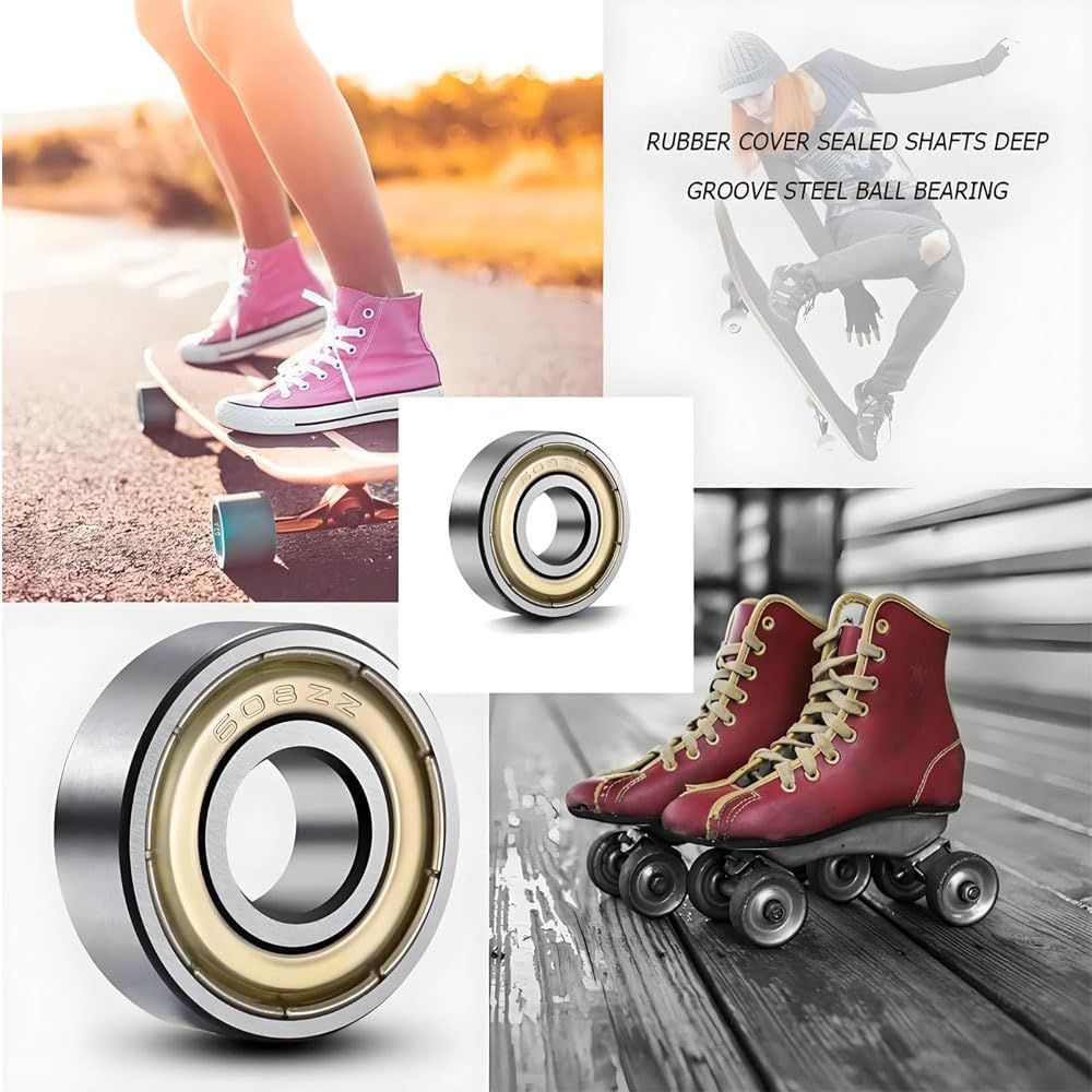 608 ZZ Ball Bearings 20 Pcs Metal Ball Bearings Double Shielded Miniature Groove Ball Bearings Carbon Steel Bearings for Skateboard Roller Inline Skates ﻿ image number 1