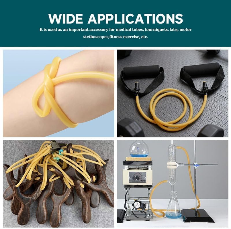 Natural Latex Rubber Tubing, Highly Elastic Hose Tubes, for Home Fitness Exercise Stretching, Laboratory Use (Yellow) image number 1